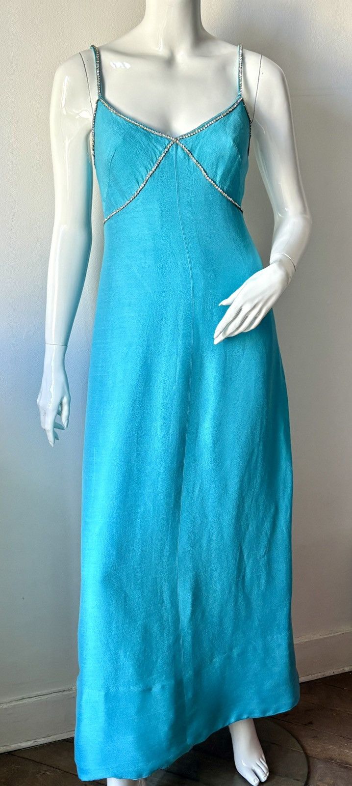 Other Asua blue Vintage Silk dress couture Size S / US 4 / IT 40 - 6 Thumbnail