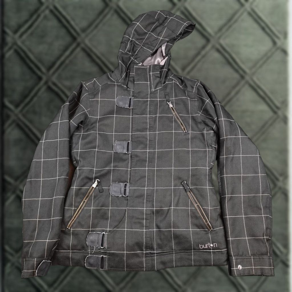 Burton Burton Jacket Womens Large Black Plaid Hooded Faux Fur Lined Ski Snowboard Parka Size L / US 10 / IT 46 - 1 Thumbnail