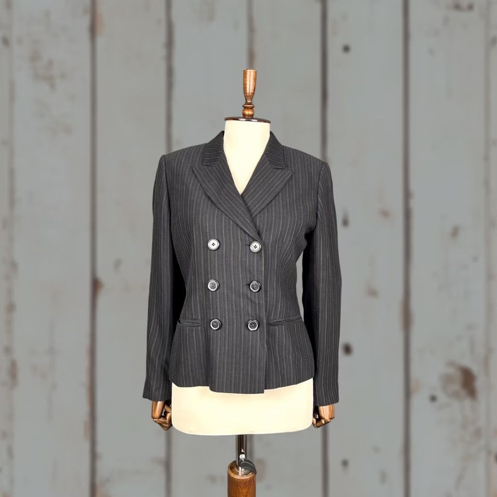 Ralph Lauren Ralph Lauren Womens Double Breasted Coat Size 8 Black Striped Viscous Blazer Size M / US 6-8 / IT 42-44 - 1 Thumbnail