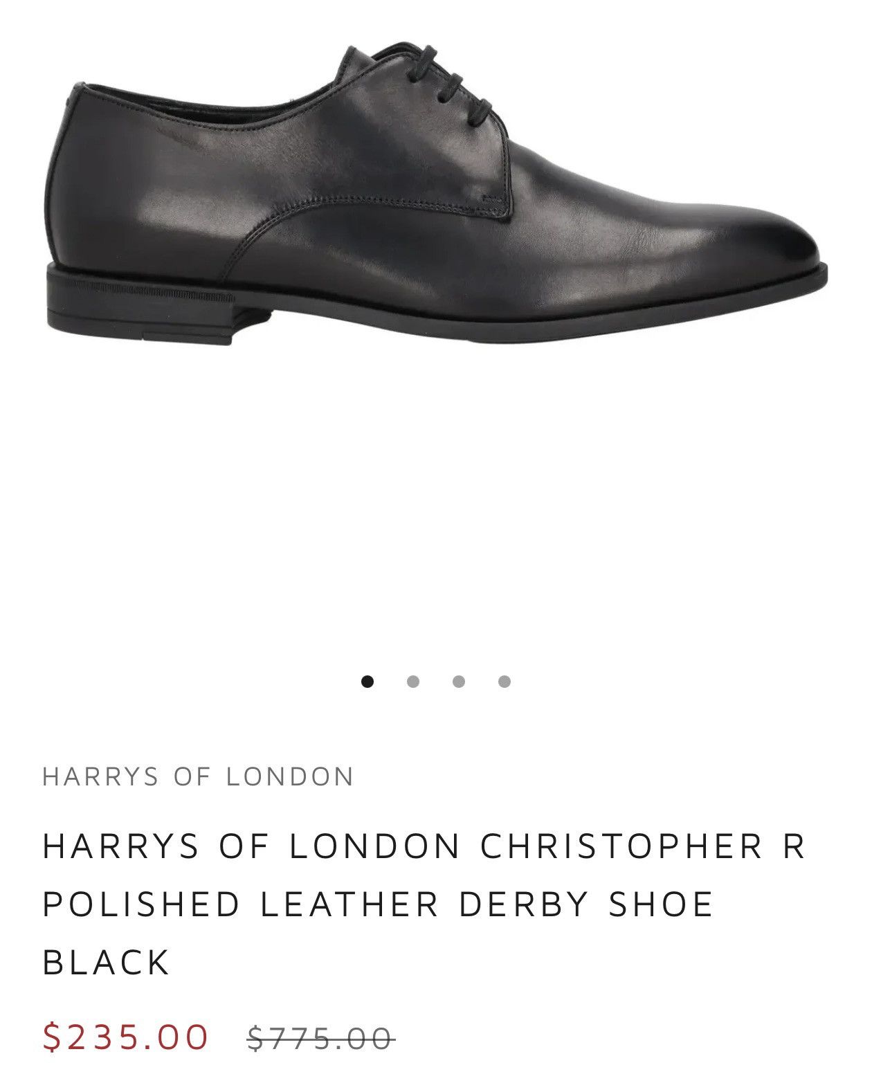 Harrys Of London Black Cap-toe Leather Derby by Harrys of London Size US 10.5 / EU 43-44 - 1 Thumbnail