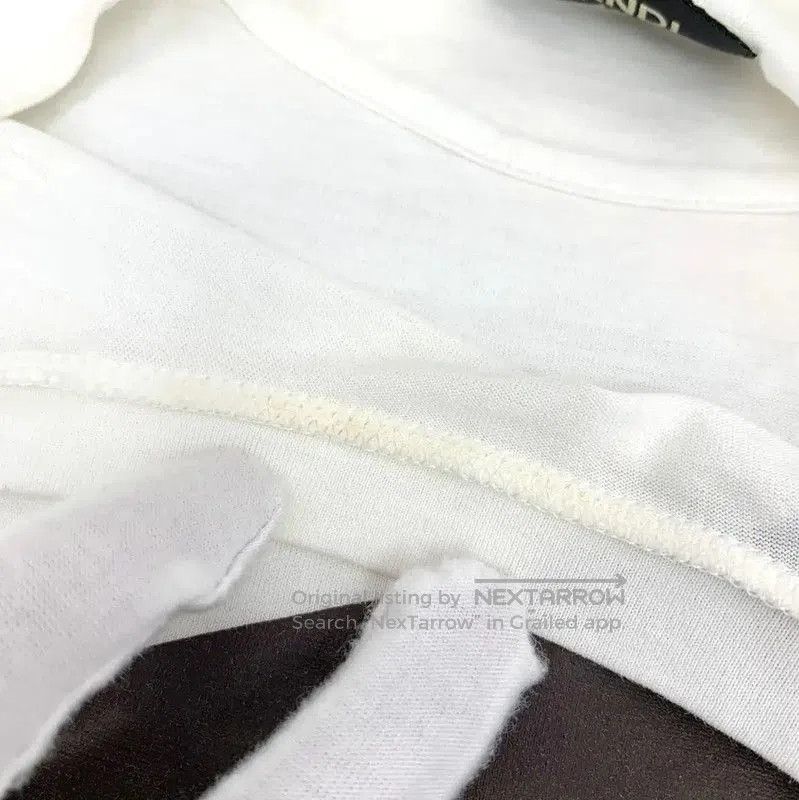 Fendi Fendi White Cotton T-Shirt with Colorful Stripe . Size L / US 10 / IT 46 - 9 Thumbnail