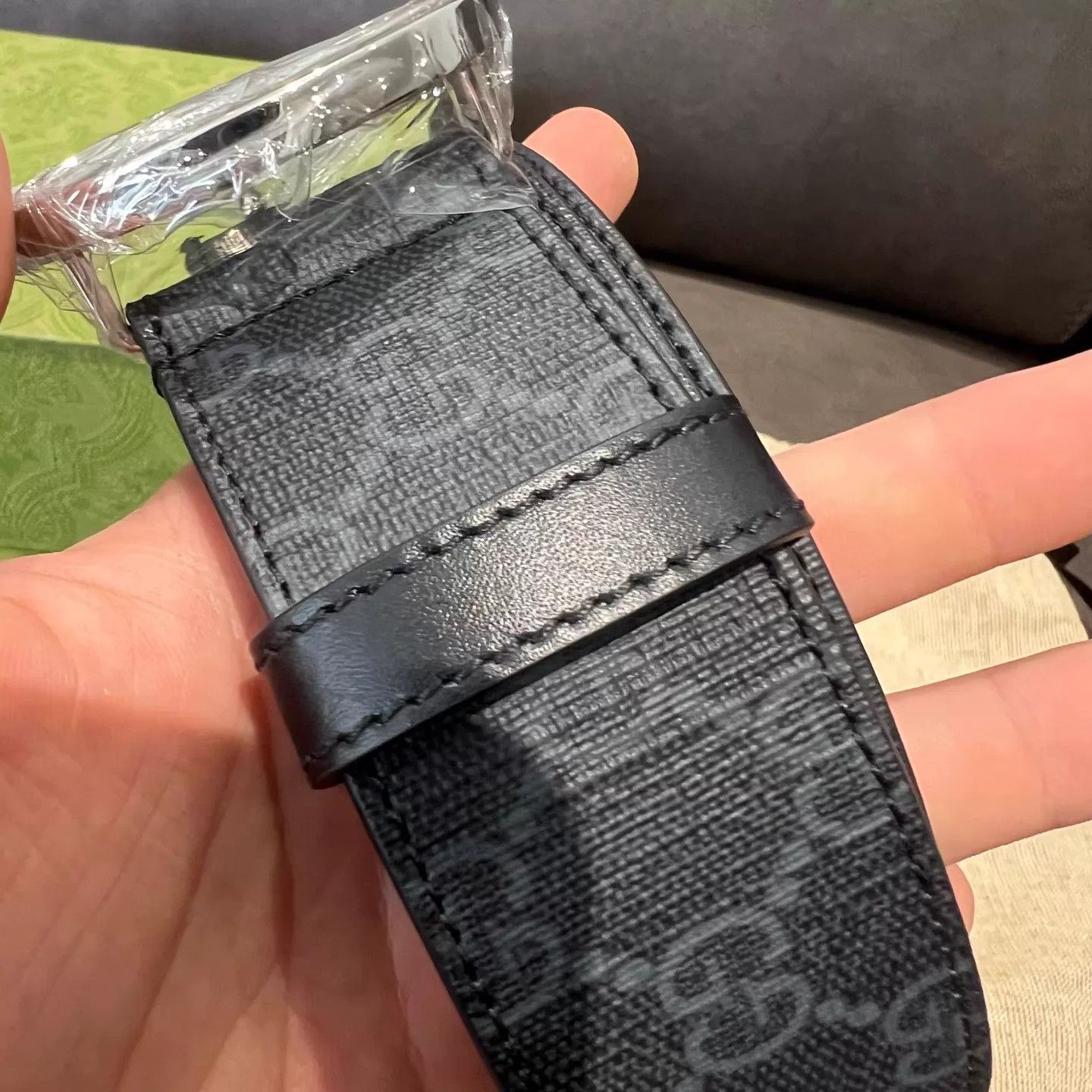 Gucci Gucci Black/Silver GG Buckle GG Print Belt 105cm Size ONE SIZE - 2 Thumbnail