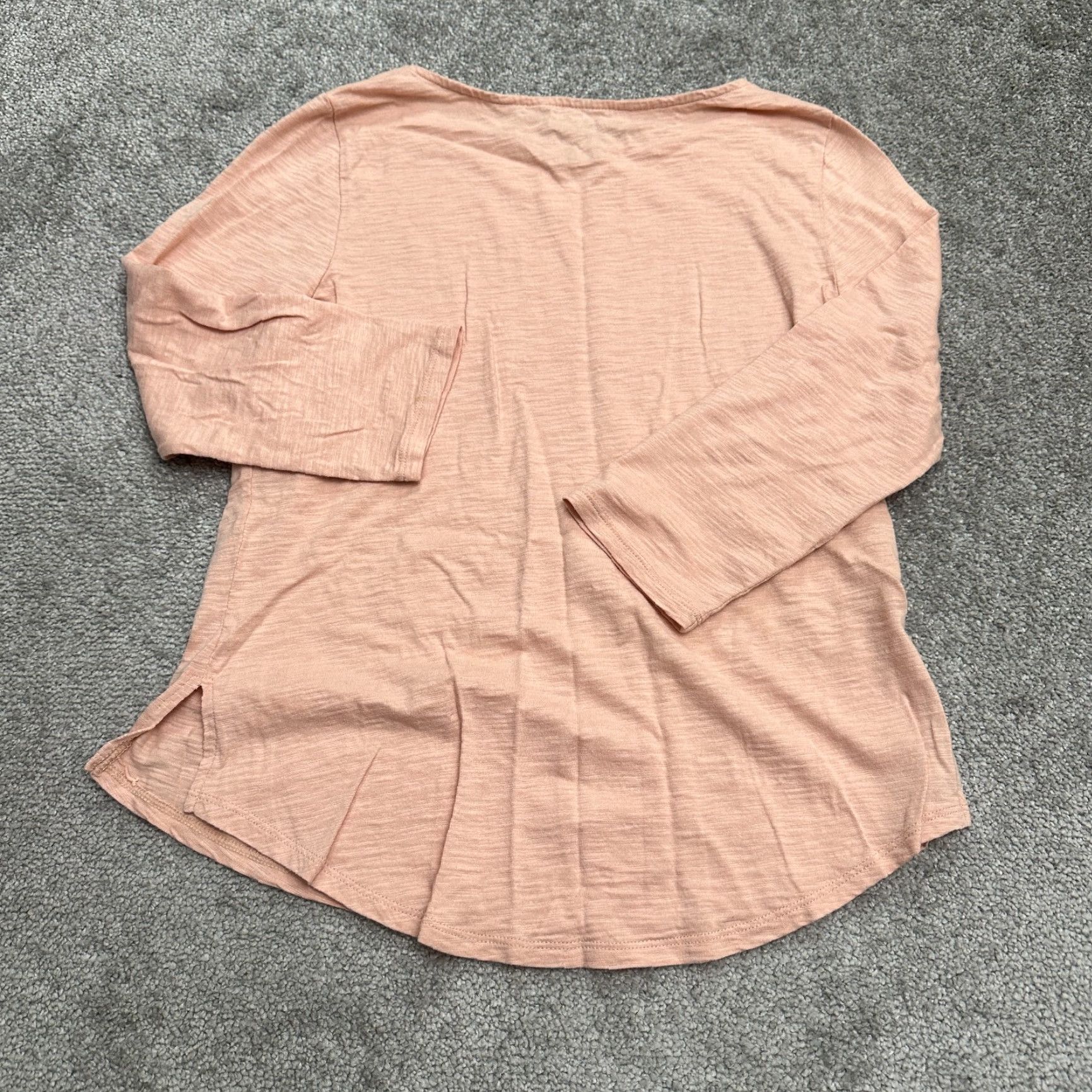Vintage CHICO'S T-Shirt Womens Long Sleeve Cotton Blend Orange 0 Peach Round Neck Casual Tee S Regular Size Ladies Classic/Outdoor 90s? (No, avoid 90s) Size S / US 4 / IT 40 - 2 Thumbnail