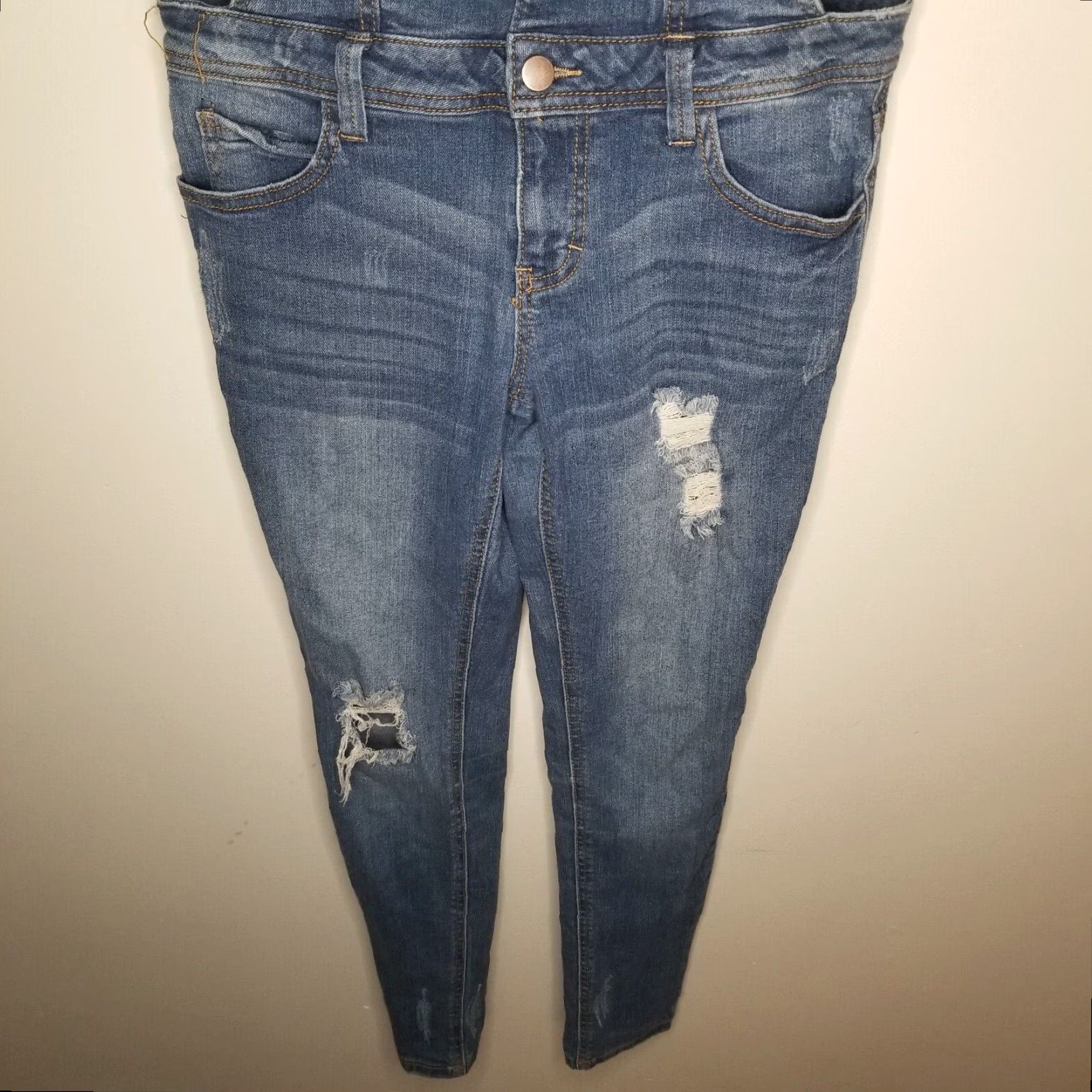 Vintage Tinseltown Distressed Denim Overalls Womens Blue Size Small Size 28" / US 6 / IT 42 - 2 Thumbnail