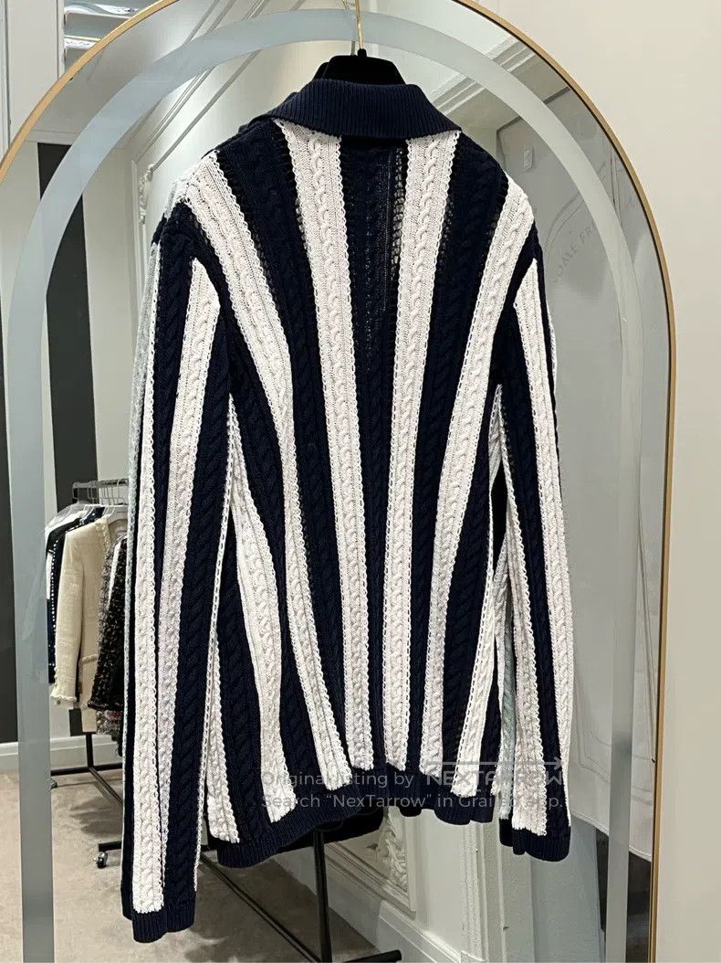 Chanel Chanel 23-year-old dark blue stitching white striped knitt Size XS / US 0-2 / IT 36-38 - 2 Thumbnail