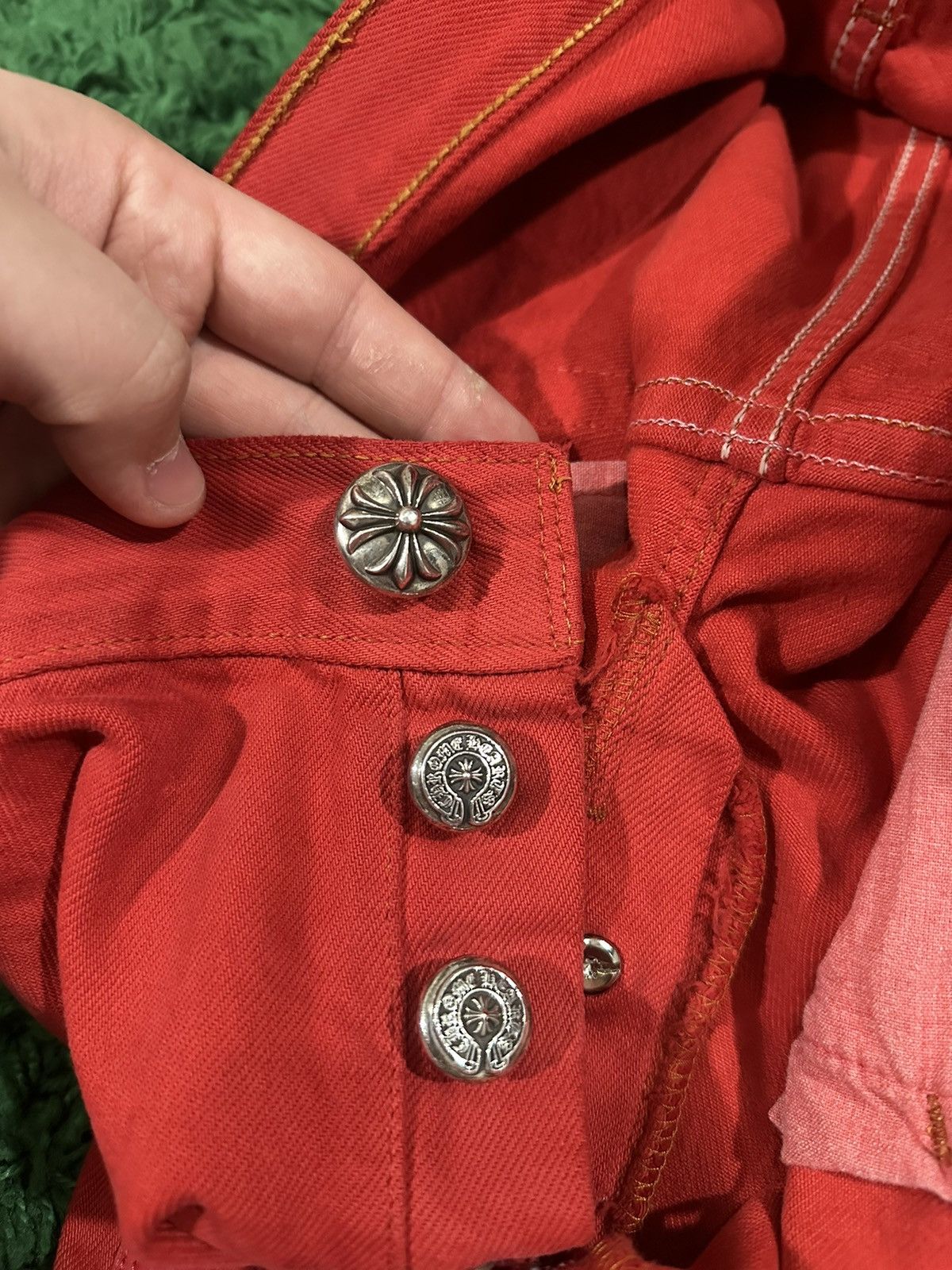Chrome Hearts Chrome Hearts Paris Exclusive Jeans Red Size US 33 - 18 Thumbnail