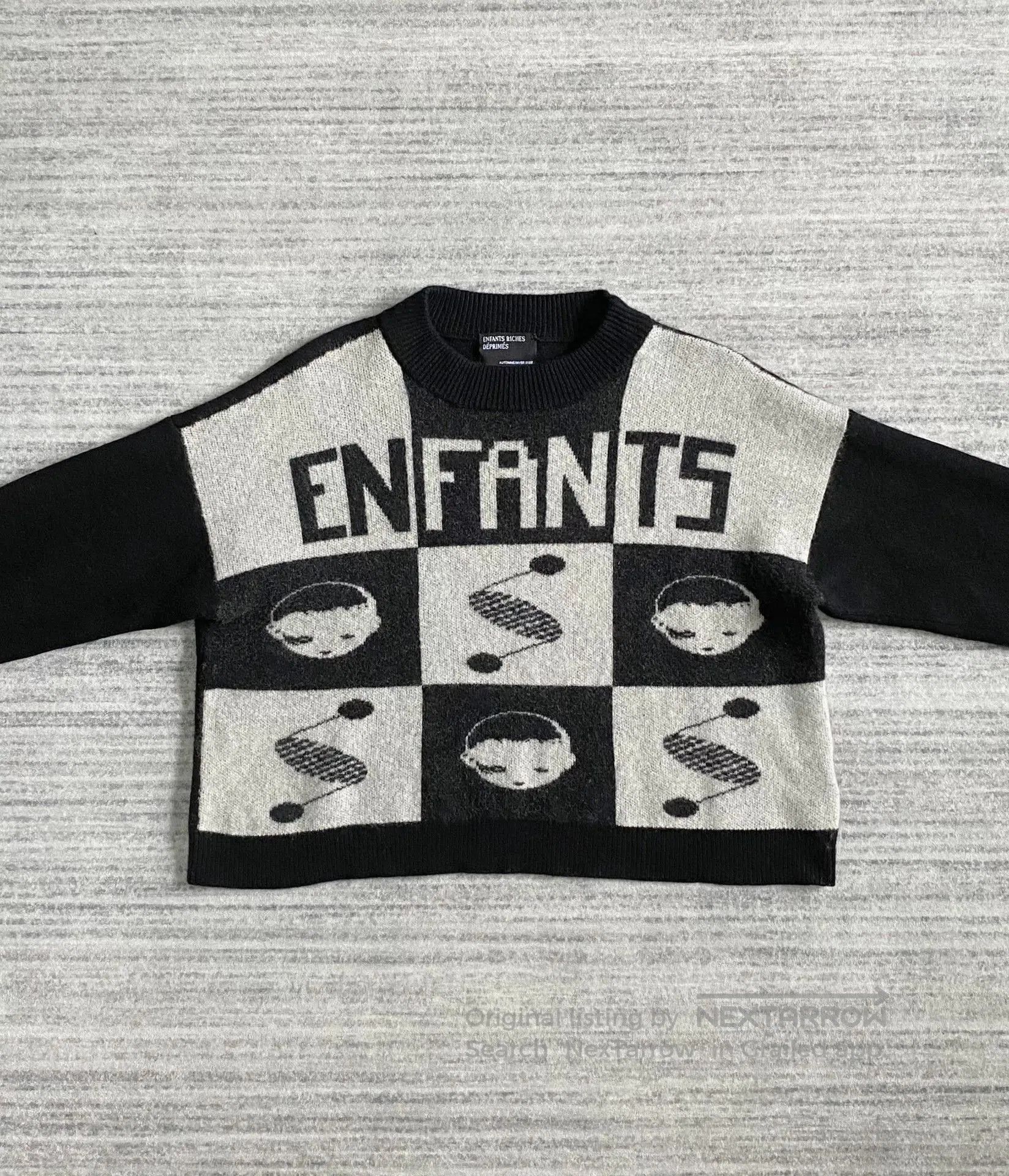 Enfants Riches Deprimes black and white checkered kids sweater. Size US XL / EU 56 / 4 - 2 Thumbnail