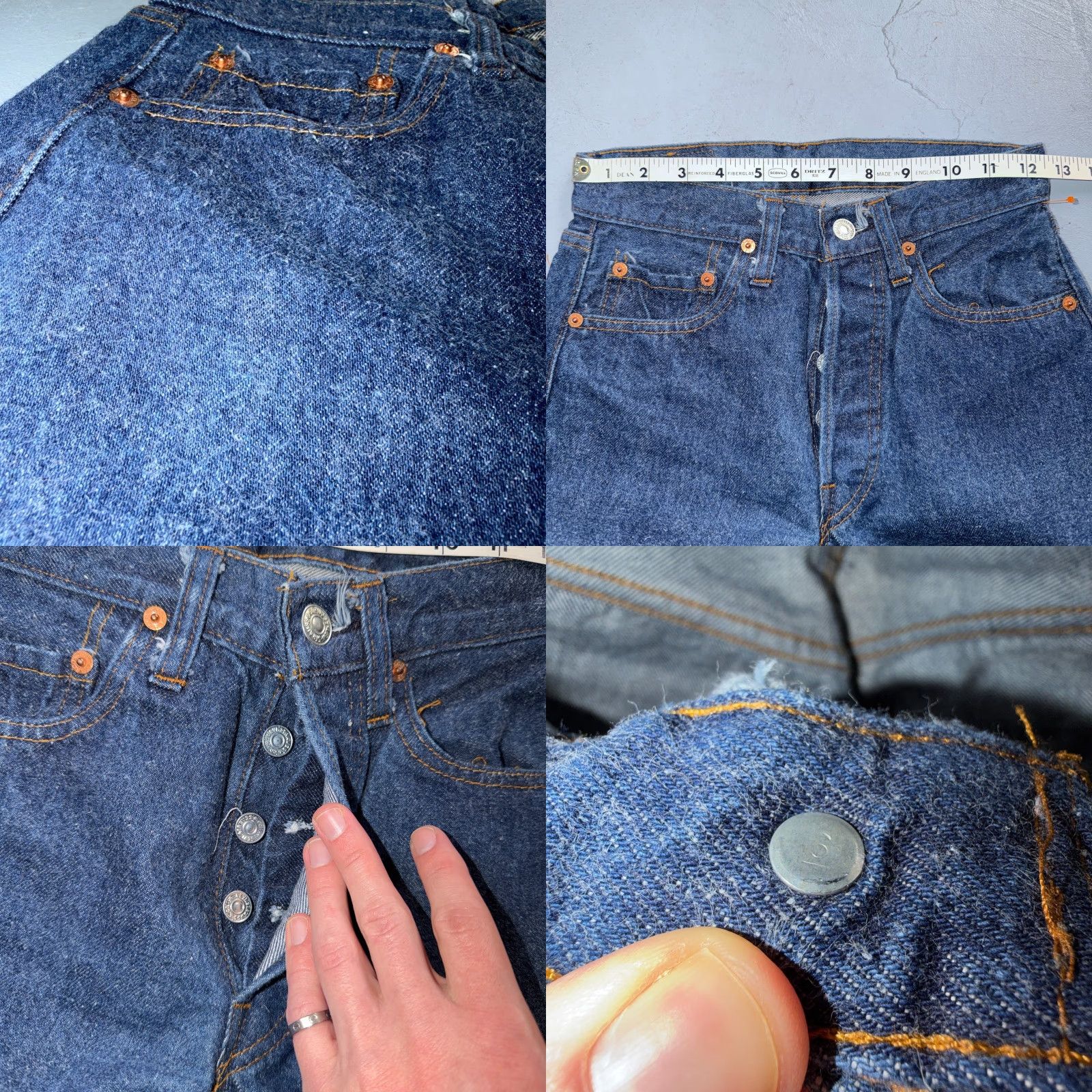 Levi's Levis 501 Vintage 80s Redline Selvedge USA Jeans Fuzzy Dark Wash 27x31 Act 25x27 Levi's 501 Series Size US 27 - 8 Thumbnail