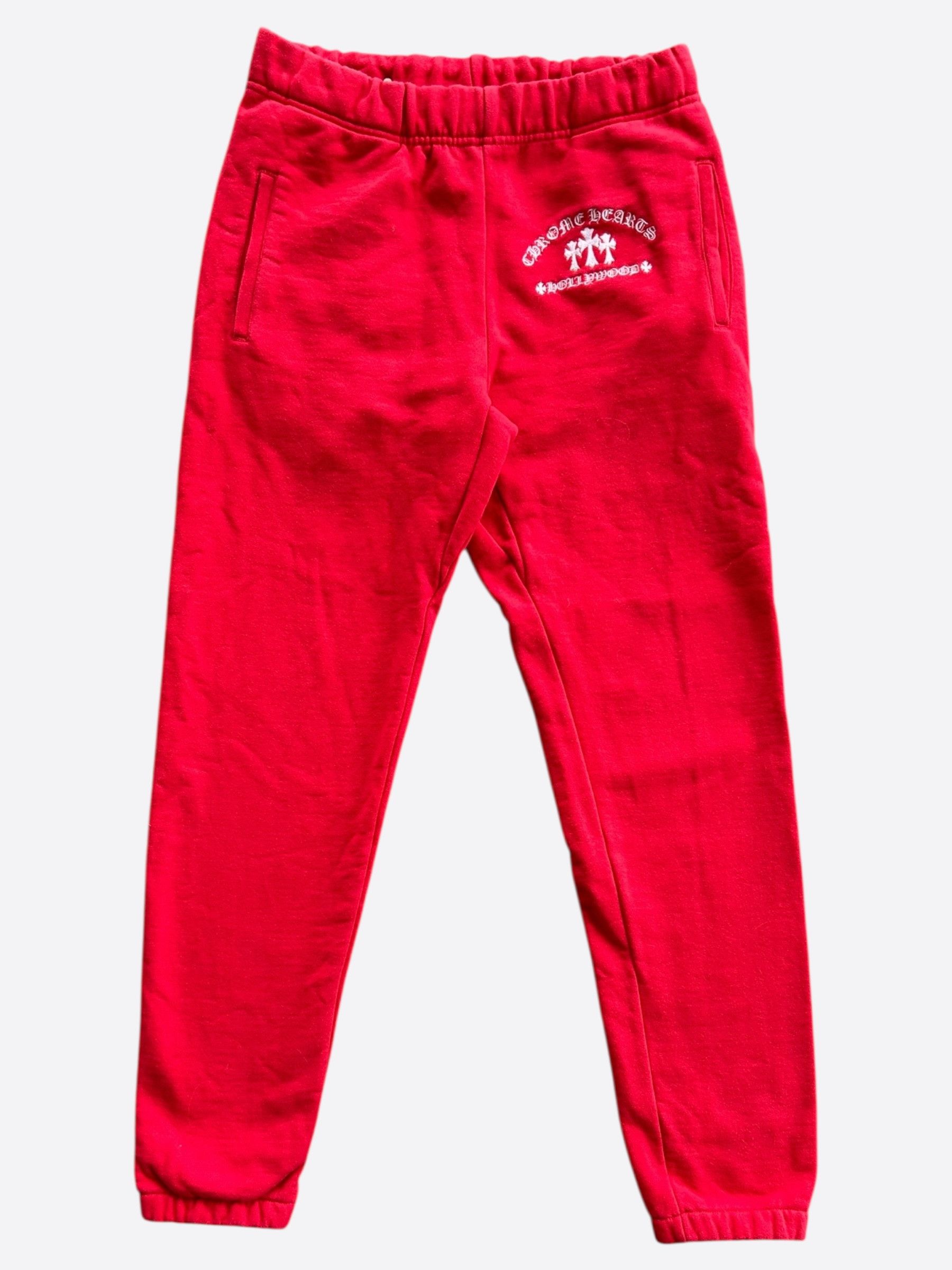 Chrome Hearts Red & White Triple Cross Embroidered Sweatpants Size US 30 / EU 46 - 1 Thumbnail