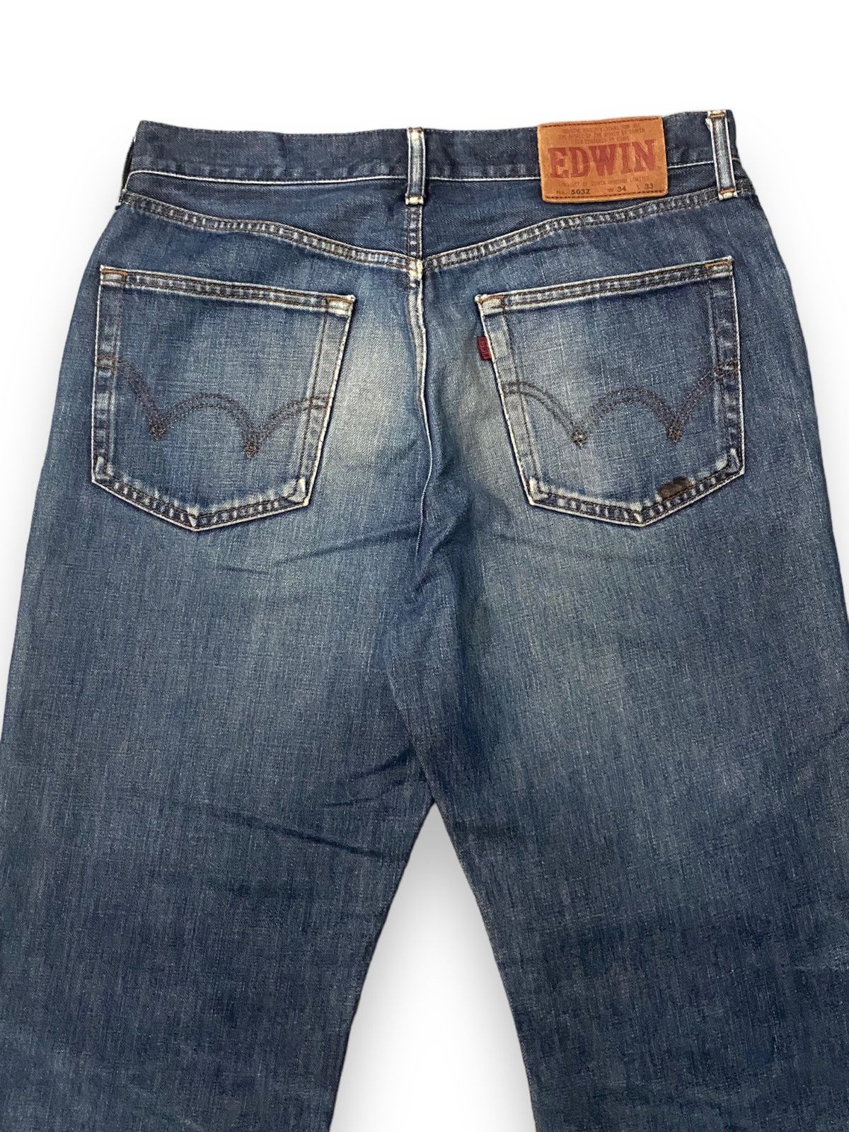 Edwin × JNCO × Le Grande Bleu (L.G.B.) Edwin Japan 503z Edition Distressed Blue Jean Straigt Cut h' Size US 33 - 12 Thumbnail