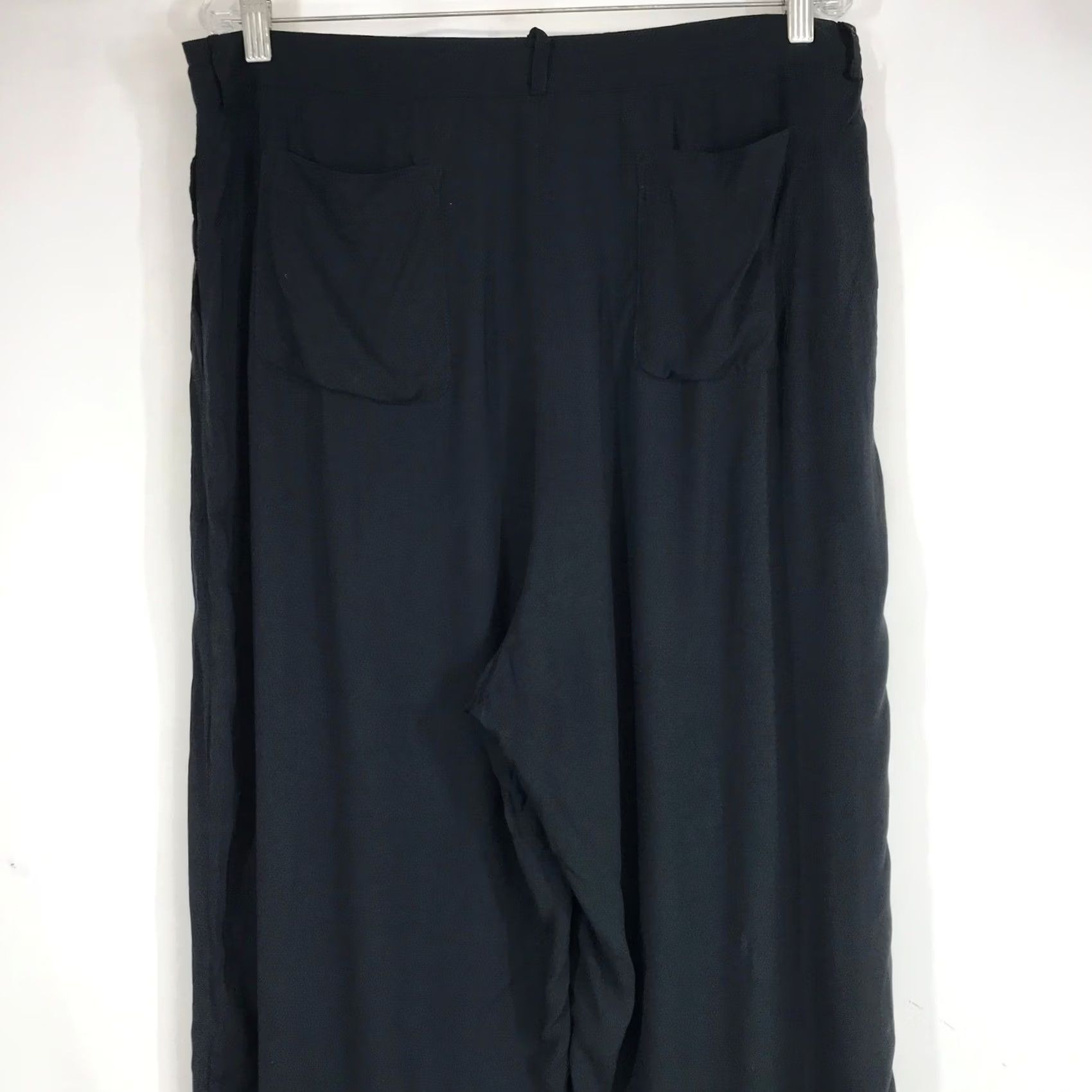 Vintage Na Nin Black Rayon Pleated Wide Leg Trousers Women XXL Made in USA – Minimalist Fashion Pants for Business, Casual & Workwear Size 40" / US 18 - 5 Thumbnail