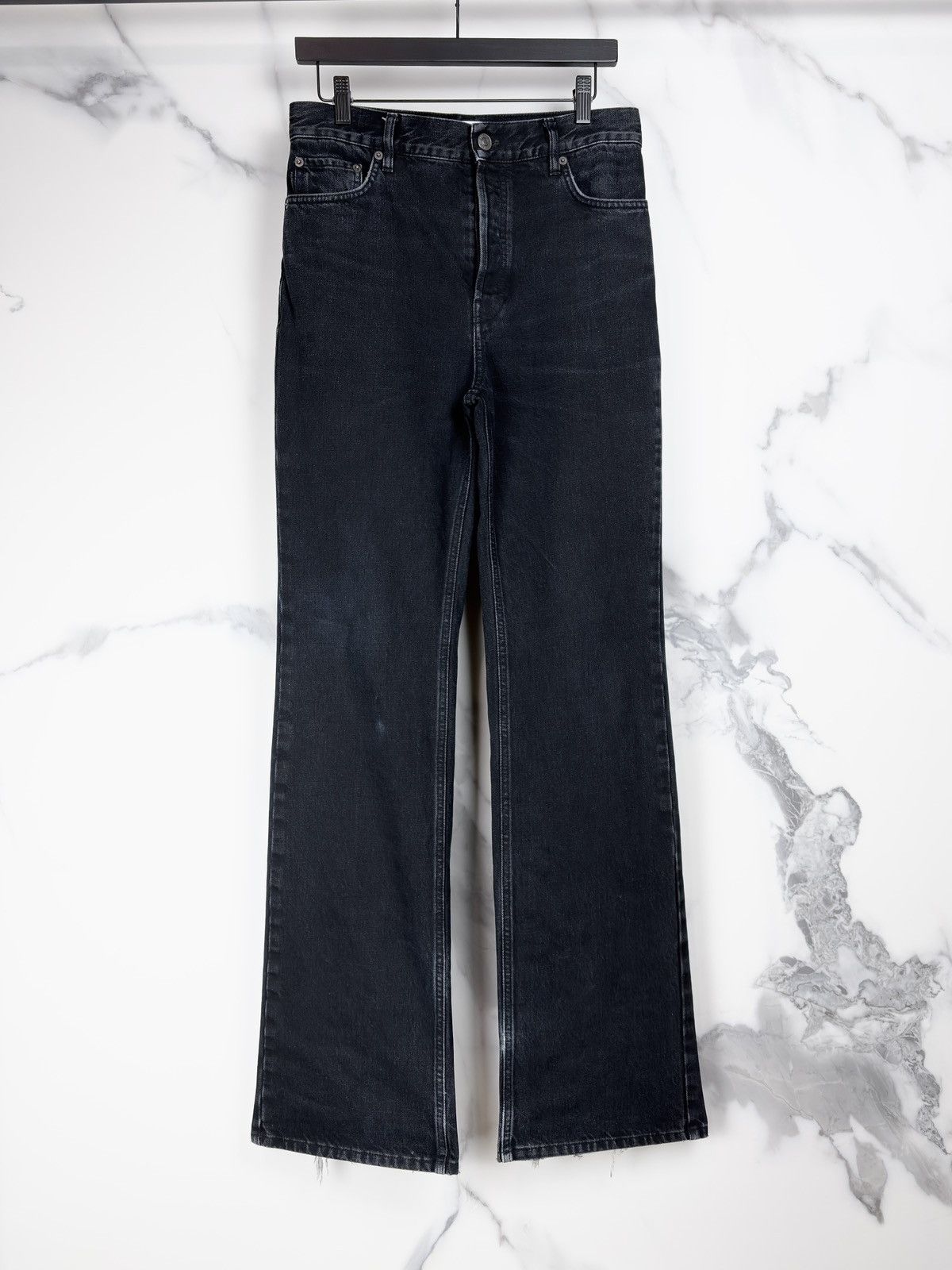 Balenciaga AW19 Balenciaga Sample Black Dyed Bootcut Flared Denim Jeans Size US 29 - 1 Thumbnail