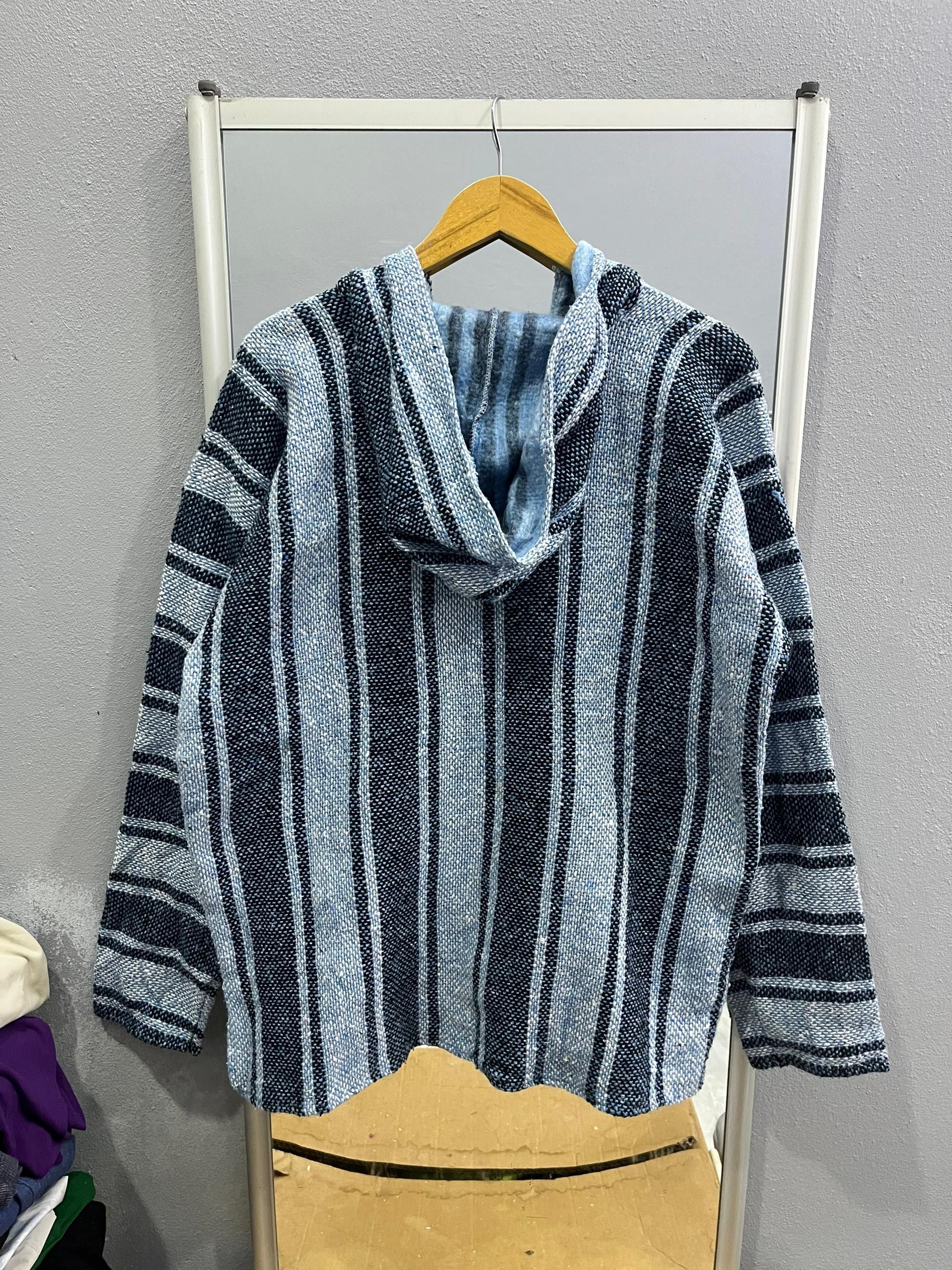 Mexican Threads Vintage Vel-Mex Baja Hoodie Blue Stripe XL Mexico Size US XL / EU 56 / 4 - 5 Thumbnail