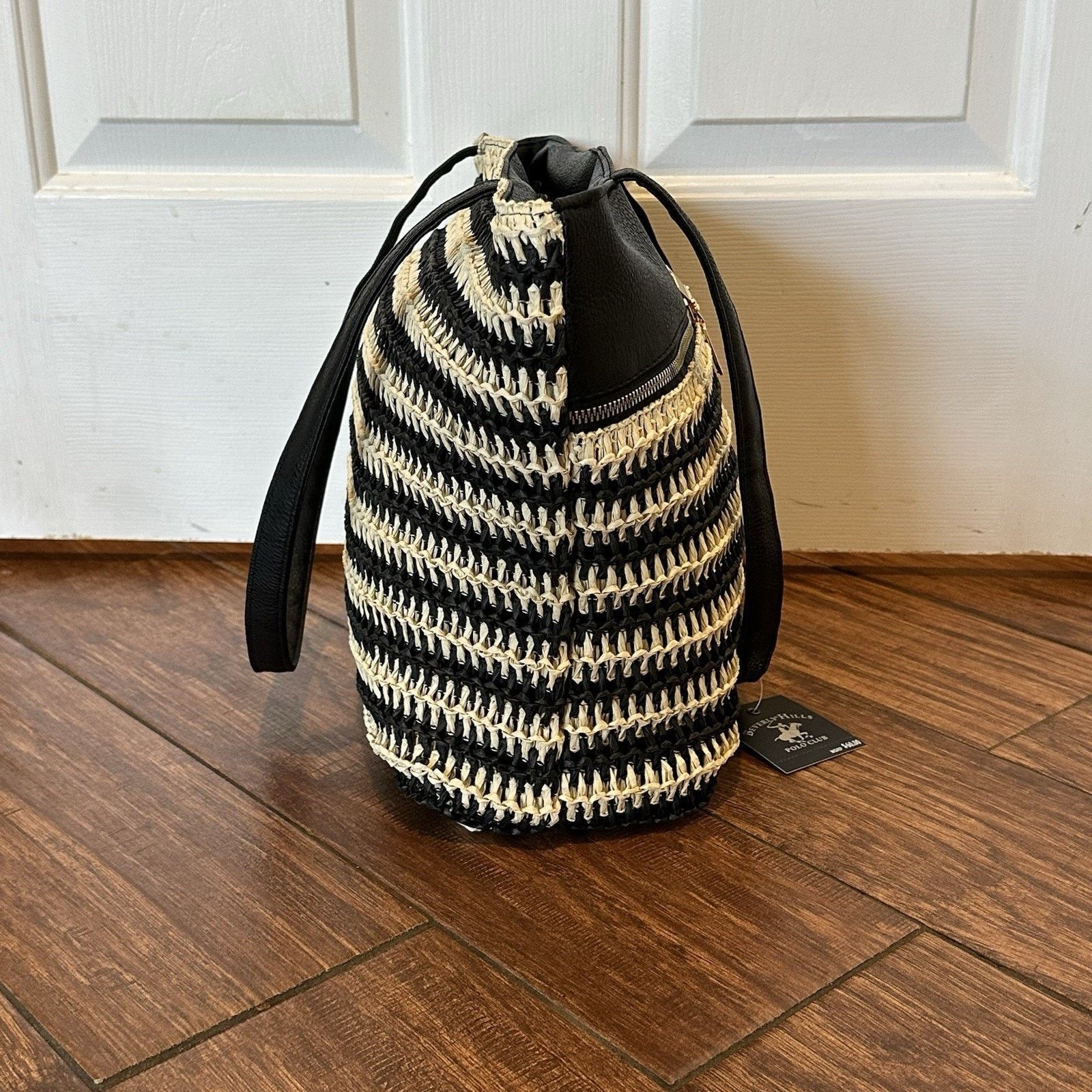 Beverly Hills Polo Club Beverly Hills Polo Club Tan & Black Woven Tote Size ONE SIZE - 16 Thumbnail