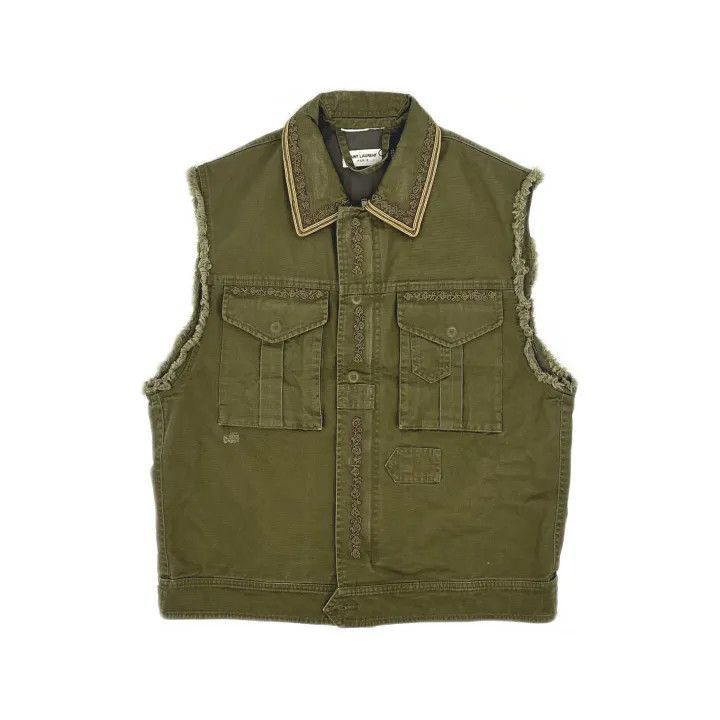 Saint Laurent Paris Yves Saint Laurent Green Zip-Button Casual Vest-2507 Size US L / EU 52-54 / 3 - 2 Thumbnail