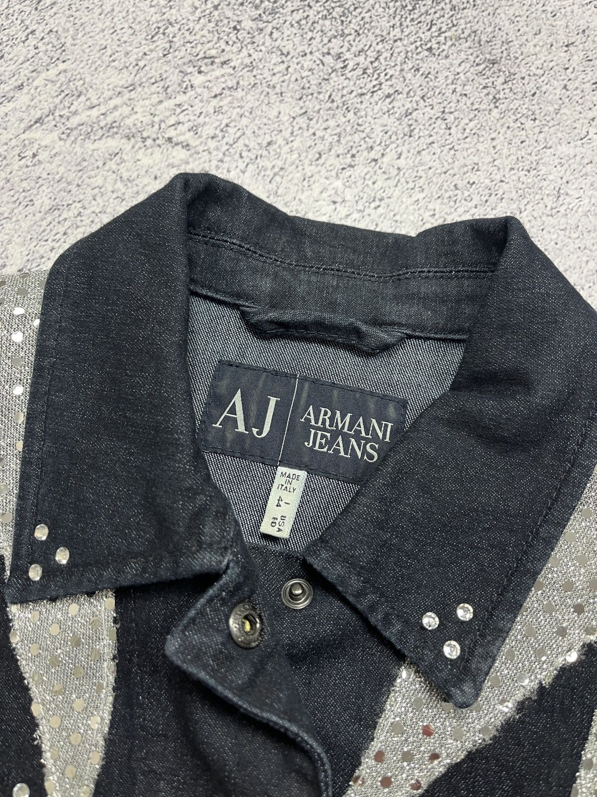 Giorgio Armani Armani Jeans Rare Design Denim Glittered Trucker Jacket Size M / US 6-8 / IT 42-44 - 7 Thumbnail
