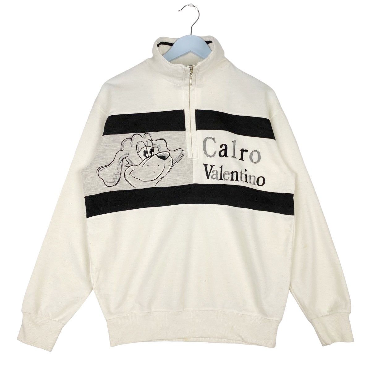 Valentino × Vintage Vintage Calro Valentino Embroidered Quater Zip Sweatshirt Size US M / EU 48-50 / 2 - 1 Thumbnail