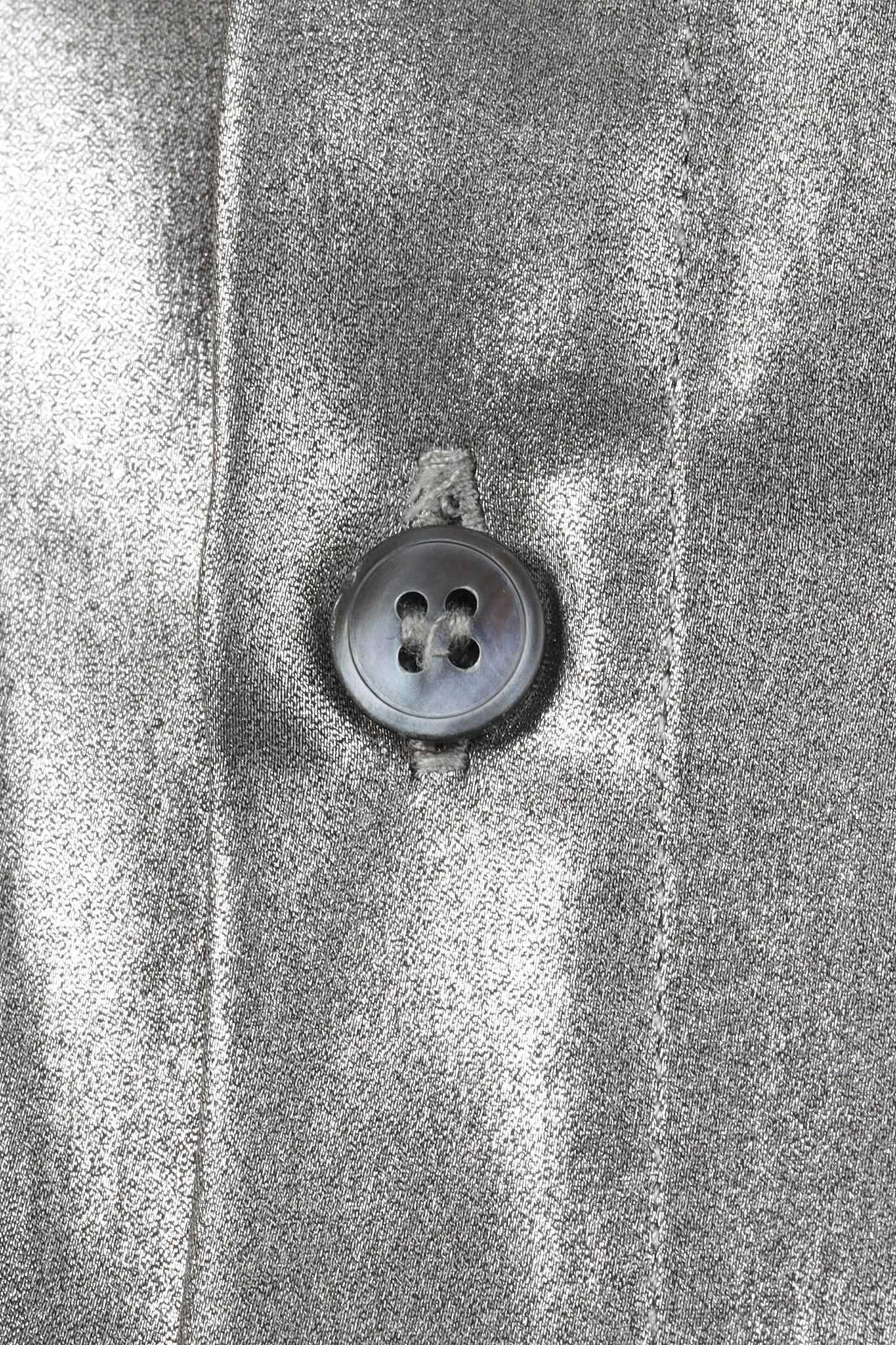 CMMN SWDN CMMN SWDN Cecil Light Lame Metallic Silver Button Up Shirt Size US M / EU 48-50 / 2 - 9 Thumbnail