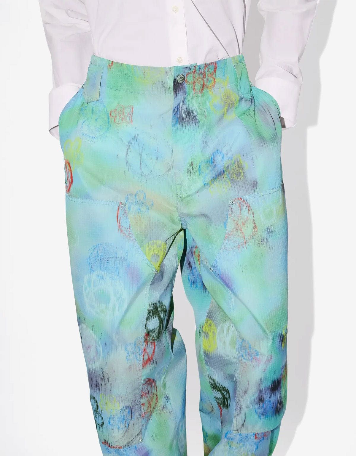 Kenzo Kenzo x Futura 2000 Blue Double Knee Pants Size US 34 / EU 50 - 6 Thumbnail