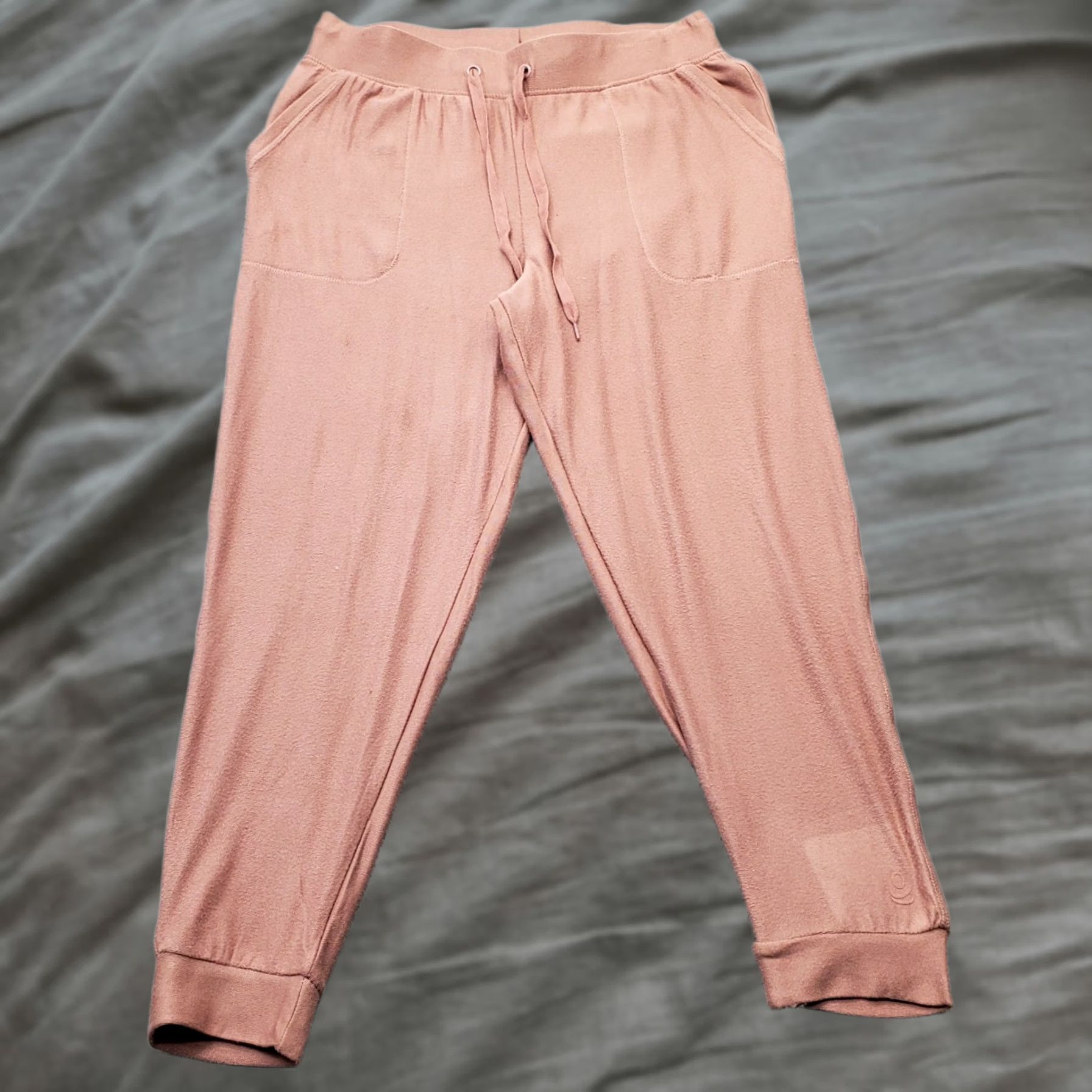 Vintage Cuddl Duds Jogger Pants Women PM Pink Pocket Ribbed Elastic Waist Drawstring Pants Size 32" / US 10 / IT 46 - 1 Thumbnail