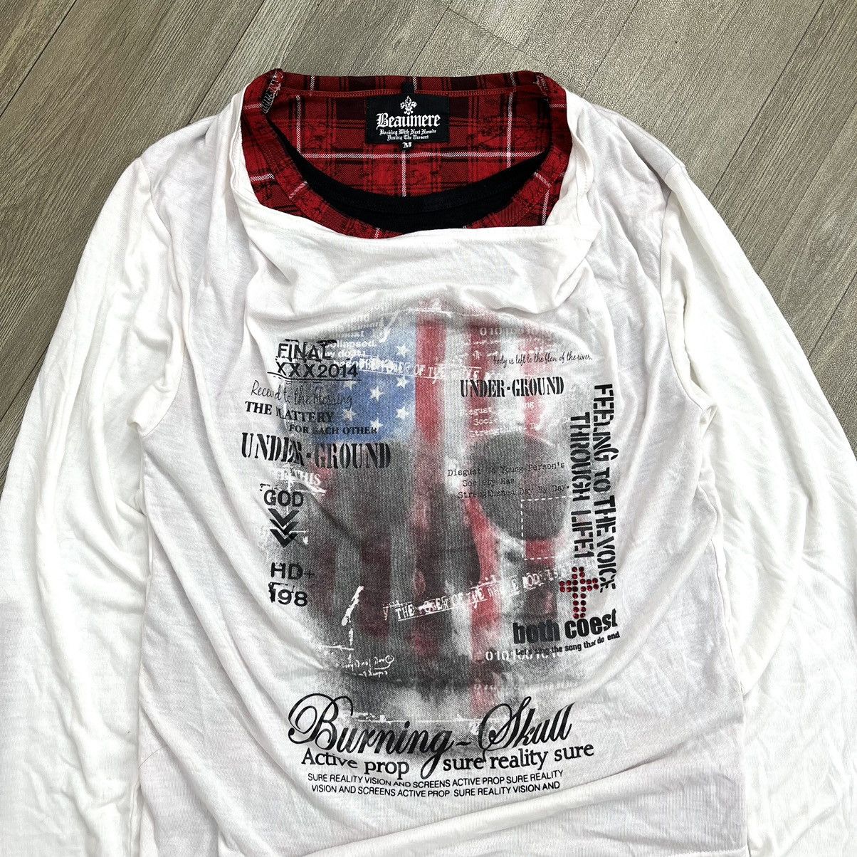 14th Addiction × If Six Was Nine × Japanese Brand Y2K Beaumere Double Layer Poem Gothic Grunge Punk LongSleeve Size US M / EU 48-50 / 2 - 2 Thumbnail