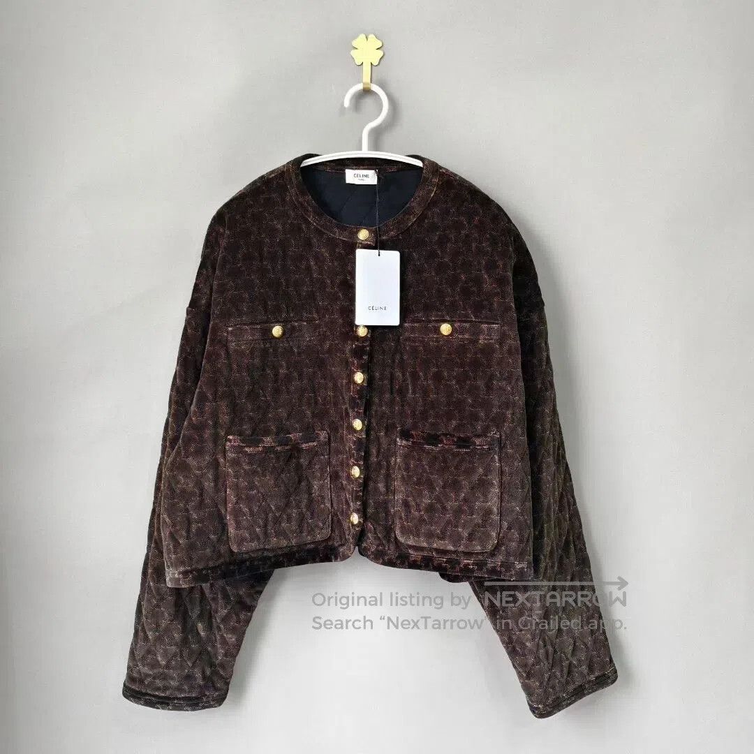 Celine CELINE Arch All-Over Print Velvet Gold-Button Quilted Jack Size XS / US 0-2 / IT 36-38 - 1 Thumbnail