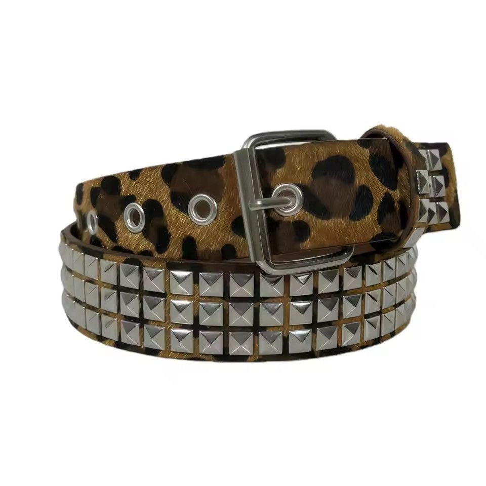 Japanese Brand Brown Studded Belt 110 cm Size ONE SIZE - 2 Thumbnail