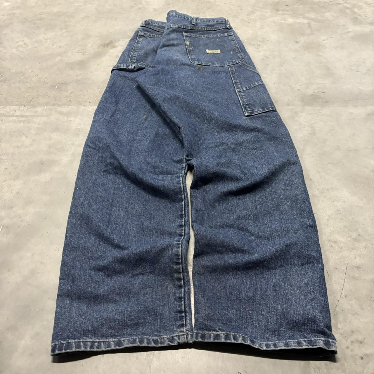 Japanese Brand × Vintage Crazy Vintage Y2K/2000s Baggy Grunge Dark Wash Carpenter Skater Denim Jeans! Size US 38 / EU 54 - 4 Thumbnail