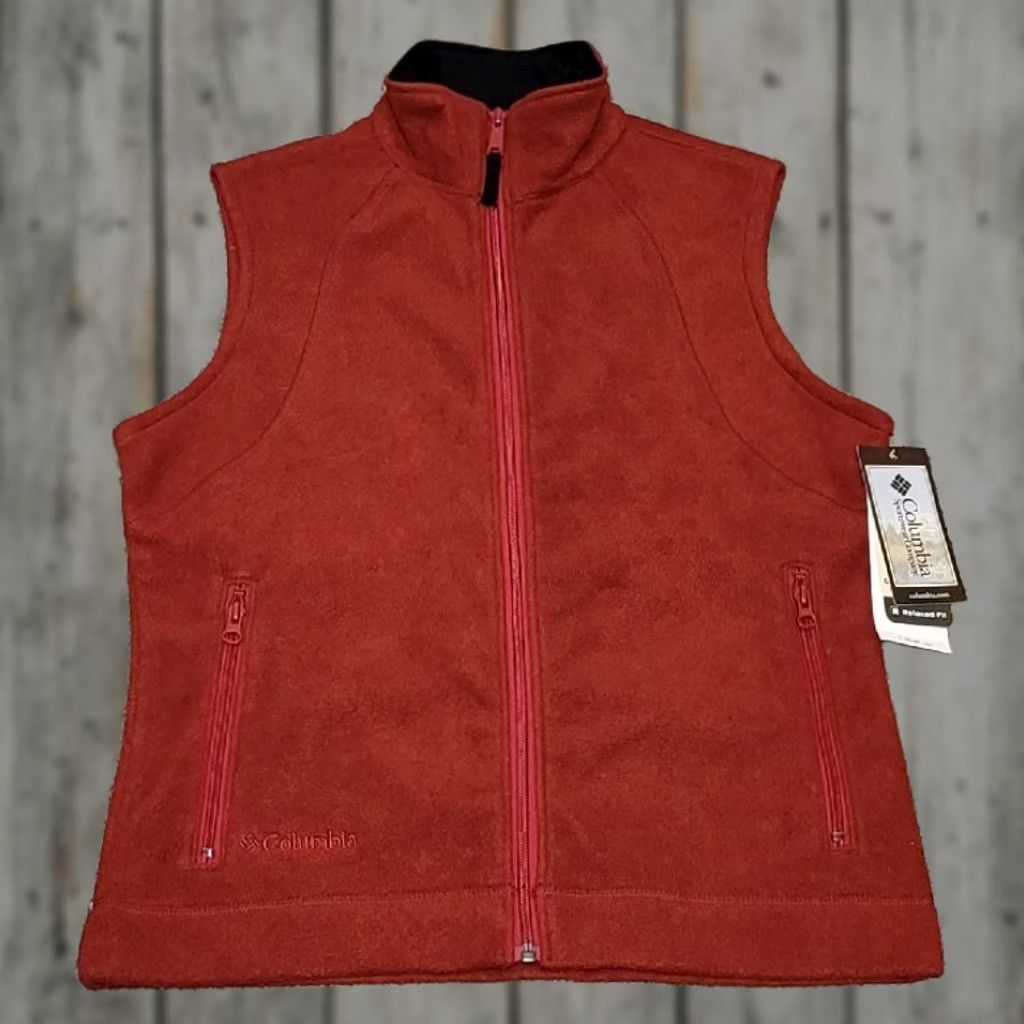 Vintage Columbia Vest Sapphire Sky Red Fleece Vest Sz Small NWT NEW Women's Sleeveless Mid-Length Full Zip Size S / US 4 / IT 40 - 1 Thumbnail