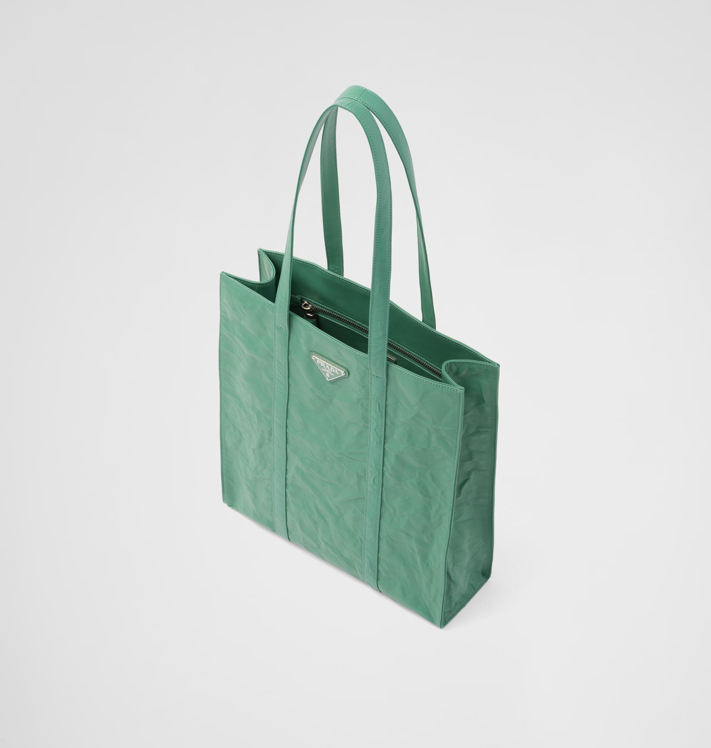 Prada PRADA sage green wrinkled effect antique nappa leather tote Size ONE SIZE - 3 Thumbnail