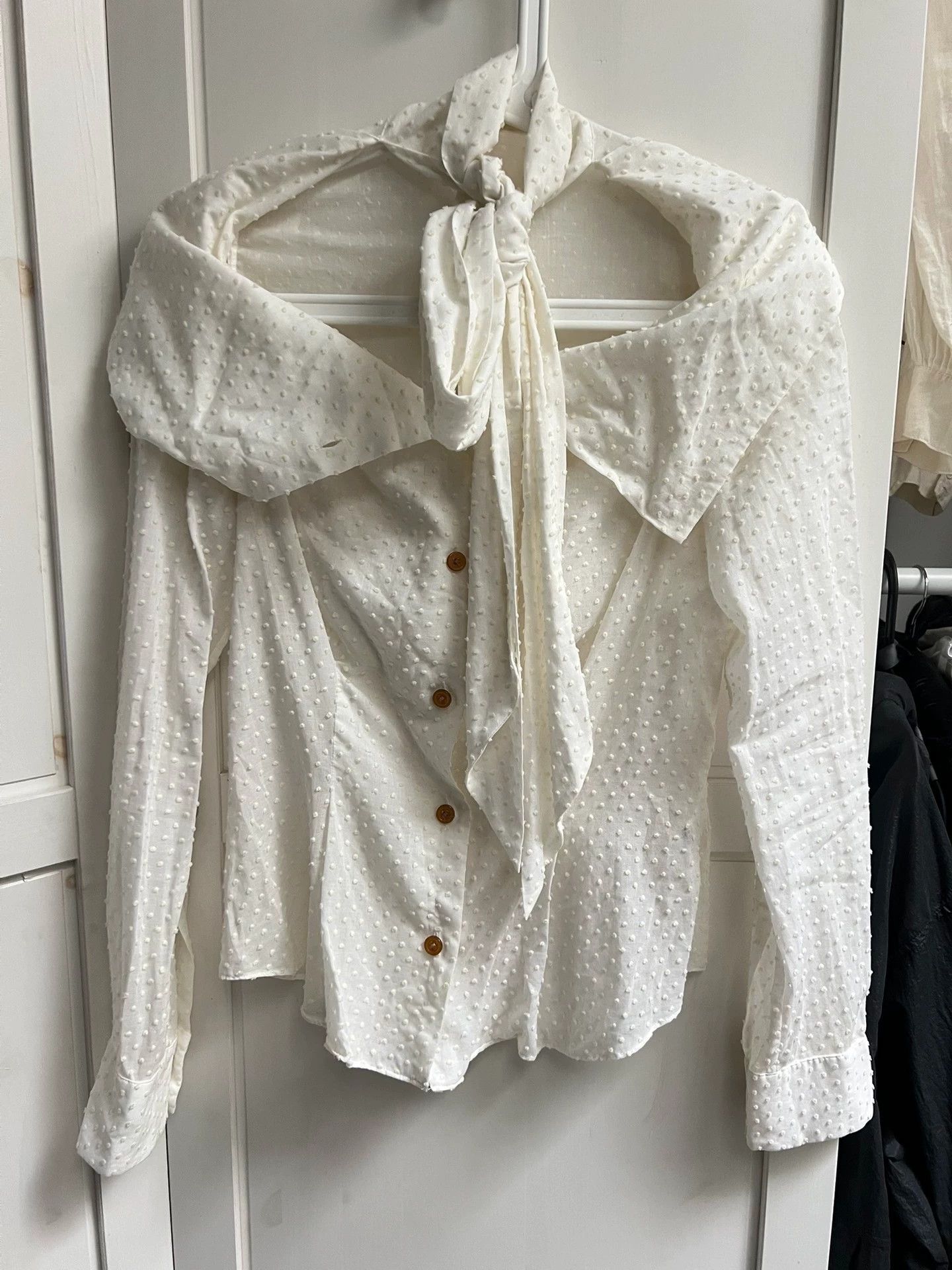 Vivienne Westwood Vivienne white cotton draped polka dot shirt. Size M / US 6-8 / IT 42-44 - 1 Thumbnail