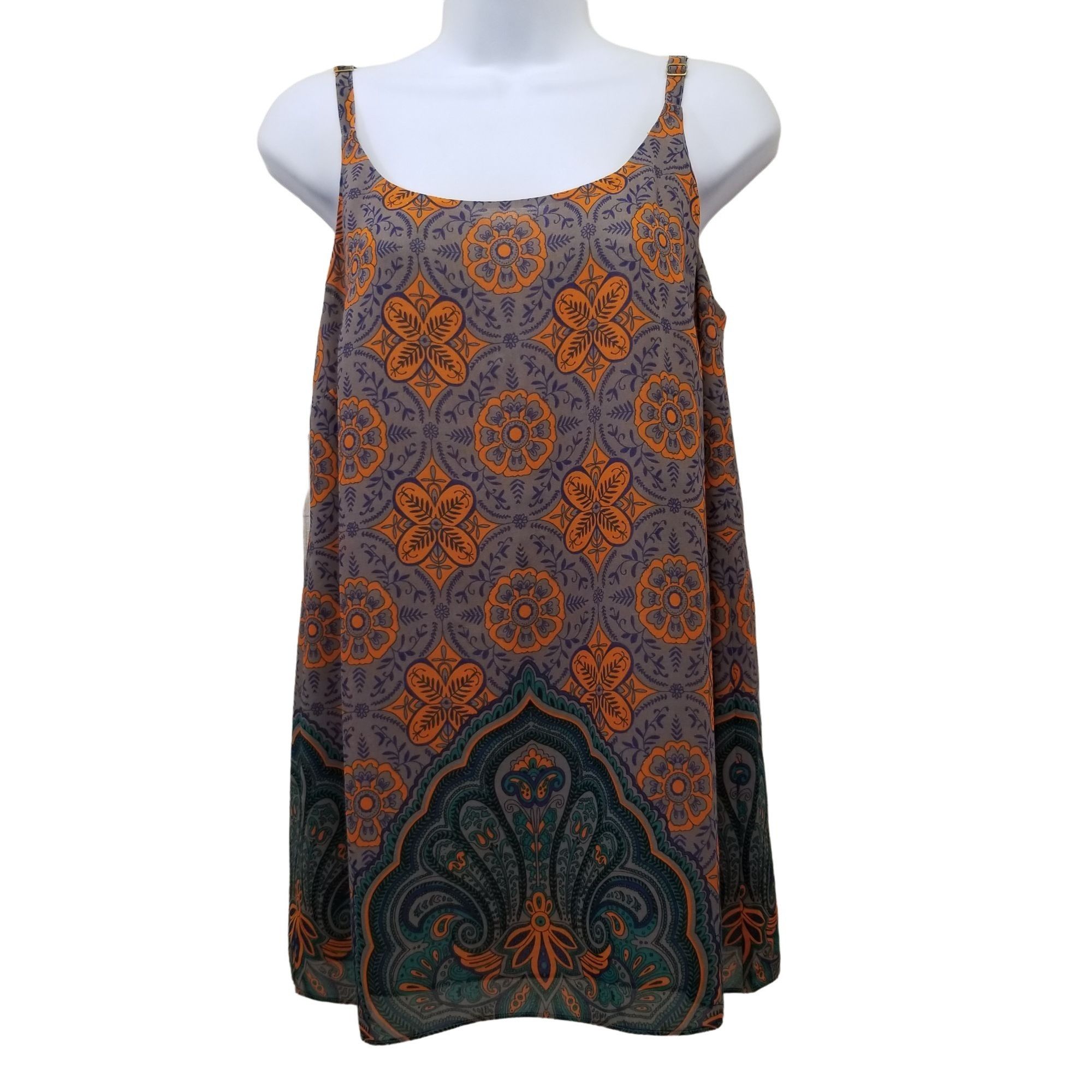 Other CAbi 3082 S Top Sleeveless Tank Orange Gray ARABESQUE Mosaic Size S / US 4 / IT 40 - 2 Thumbnail