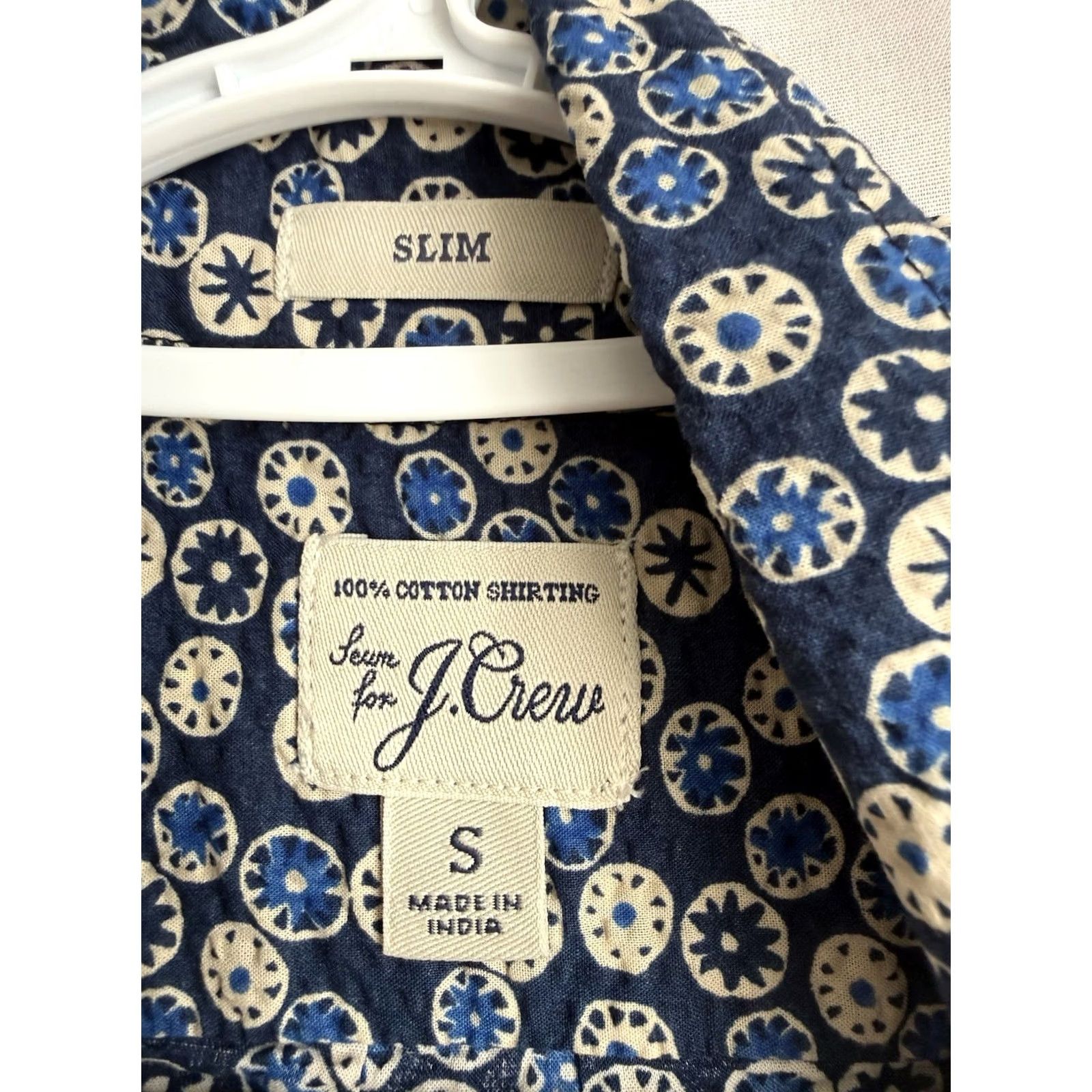 J.Crew J.CREW Mens Small Slim Fit Shirt Office Casual Beach Vacation Button Up Floral Blue Cotton Short Sleeve Slimming Collateral? Size US S / EU 44-46 / 1 - 6 Thumbnail