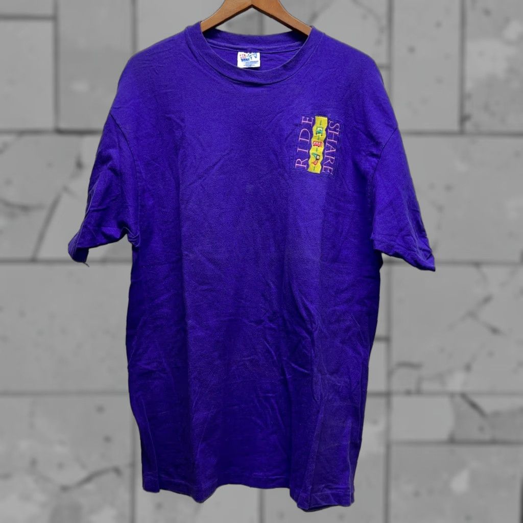 Hanes VINTAGE Hanes Purple Ride Share T-Shirt MENS XL USA Stitch Shirt Size US XL / EU 56 / 4 - 1 Thumbnail