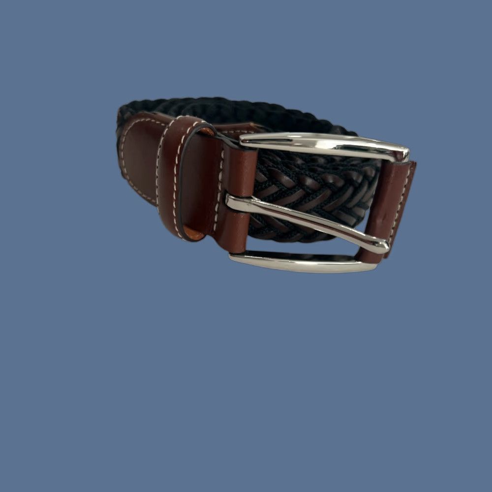 Tommy Bahama Tommy Bahama Belt Braided Leather Canvas Stretch Black/Brown XL 42" Mens Regular Waist 1.25" Reversible Dress Size ONE SIZE - 1 Thumbnail