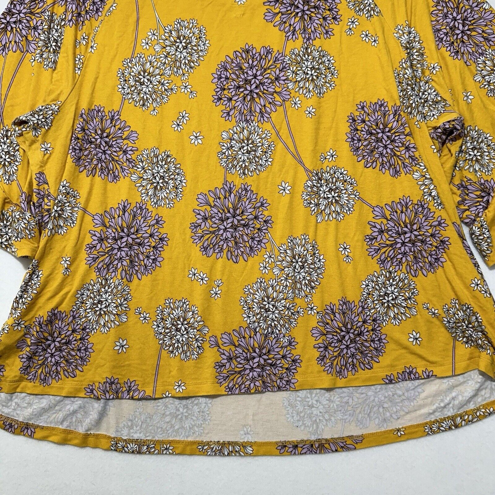 Other a.n.a. Women's Petite PXXL Floral Blouse 3/4 Sleeve Yellow Size XXL / US 16-18 / IT 52-54 - 14 Thumbnail