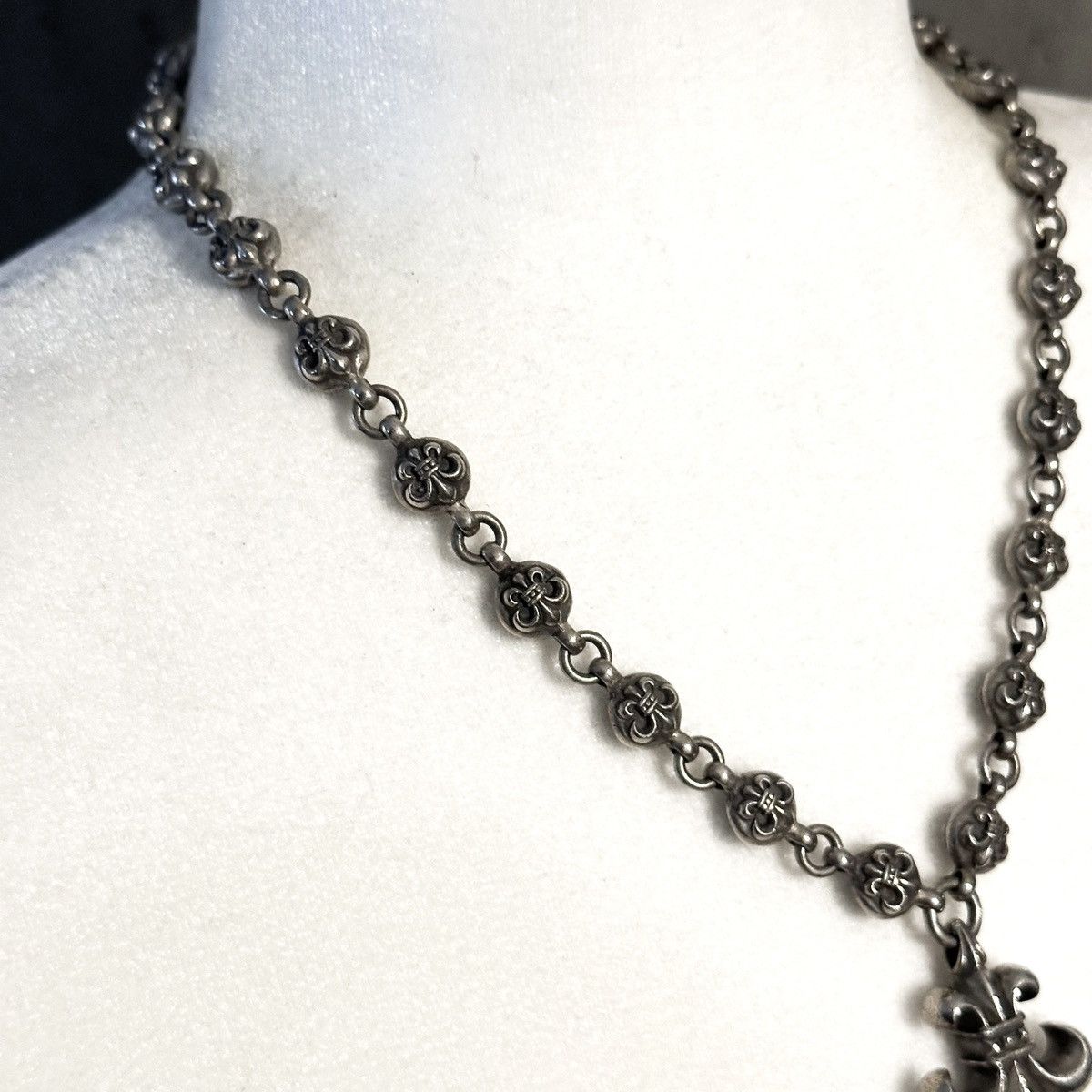 Chrome Hearts BS Fleur Charm Cross Ball .925 Silver Chain Necklace Size ONE SIZE - 3 Thumbnail