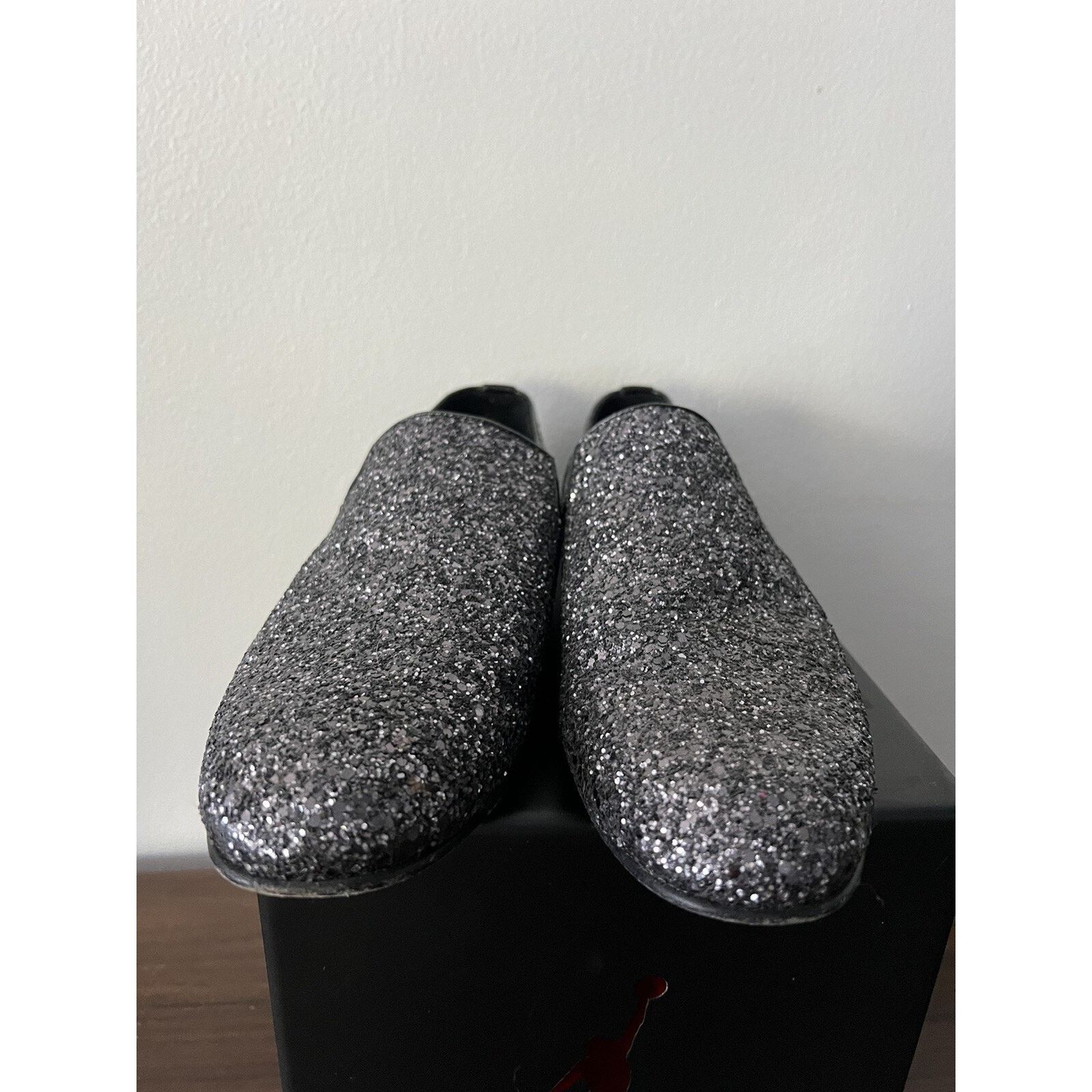 Jimmy Choo Jimmy Choo Men's Black Thame Black Glitter Fabric Slipper Size US 8 / EU 41 - 2 Thumbnail