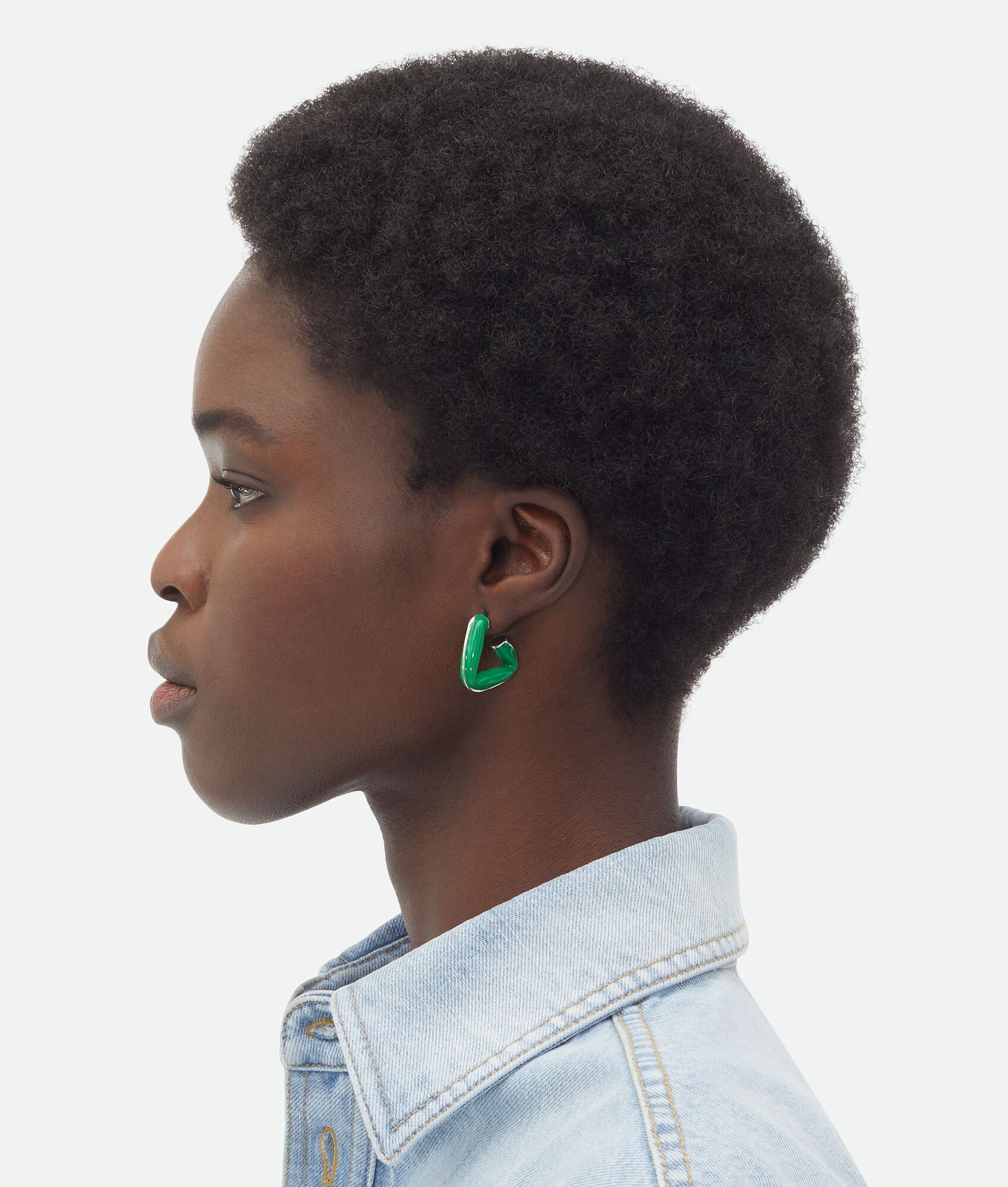 Bottega Veneta o1n1vont0425 Size: OS / Fold Triangle Hoop Earrings in Green Size ONE SIZE - 4 Thumbnail
