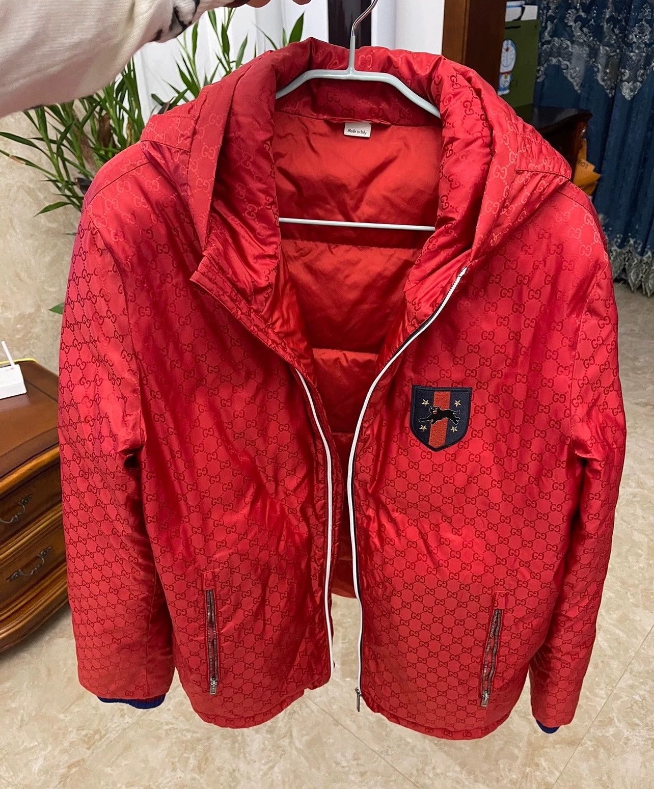 Gucci Gucci Red Full Logo Goose Down Puffer Jacket 56 Warm Size US XL / EU 56 / 4 - 1 Thumbnail