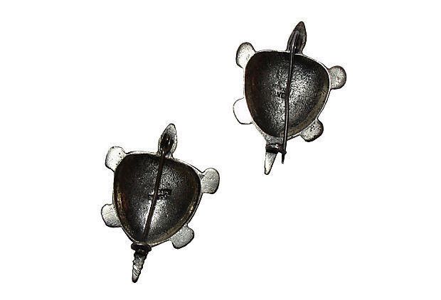 Designer Mexican Sterling Silver Turtle Pin, S/2 Size ONE SIZE - 3 Thumbnail