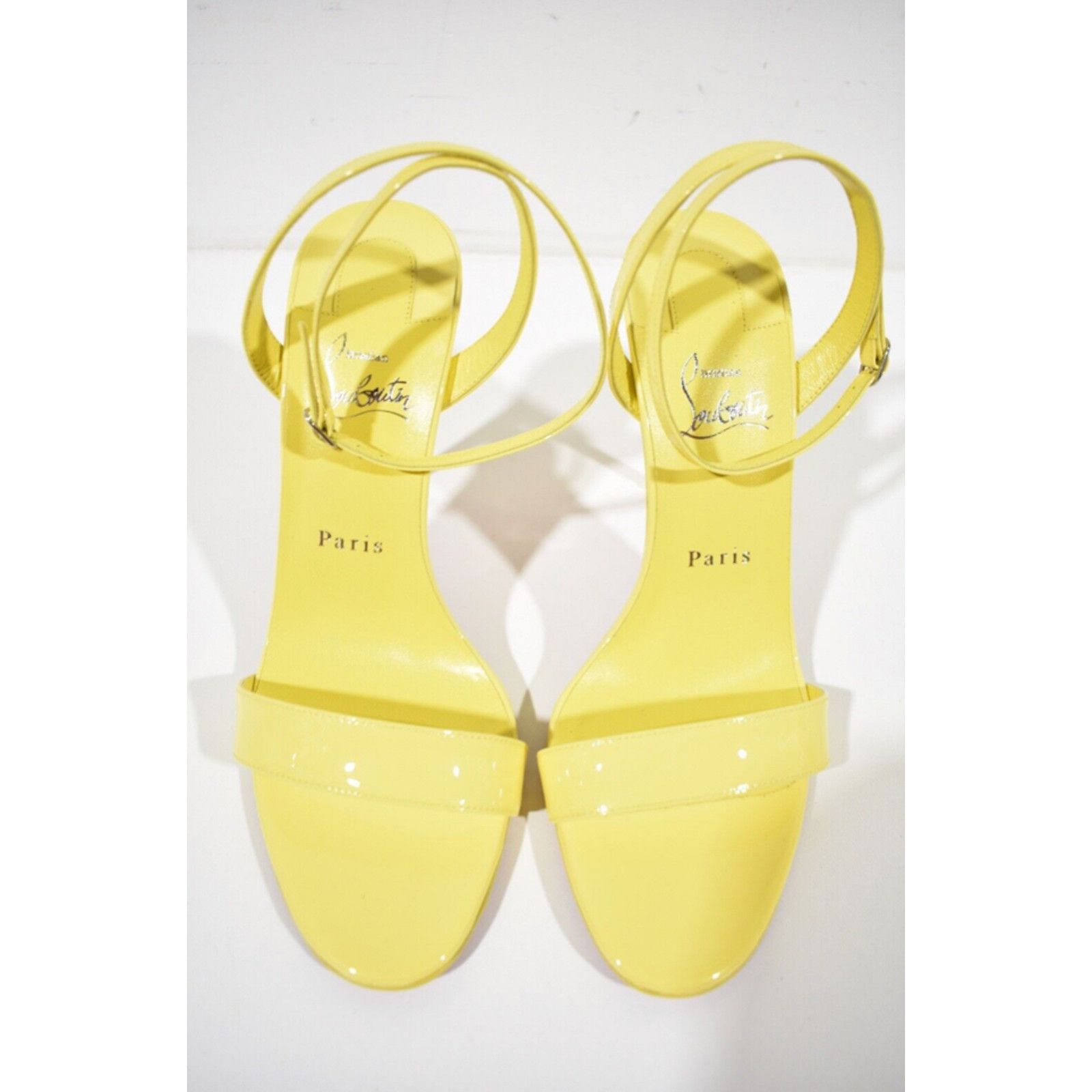 Christian Louboutin Loubigirl 100 Piou Piou Yellow Strap Sandal Heel Pump 38.5 Size US 8.5 / IT 38.5 - 7 Thumbnail