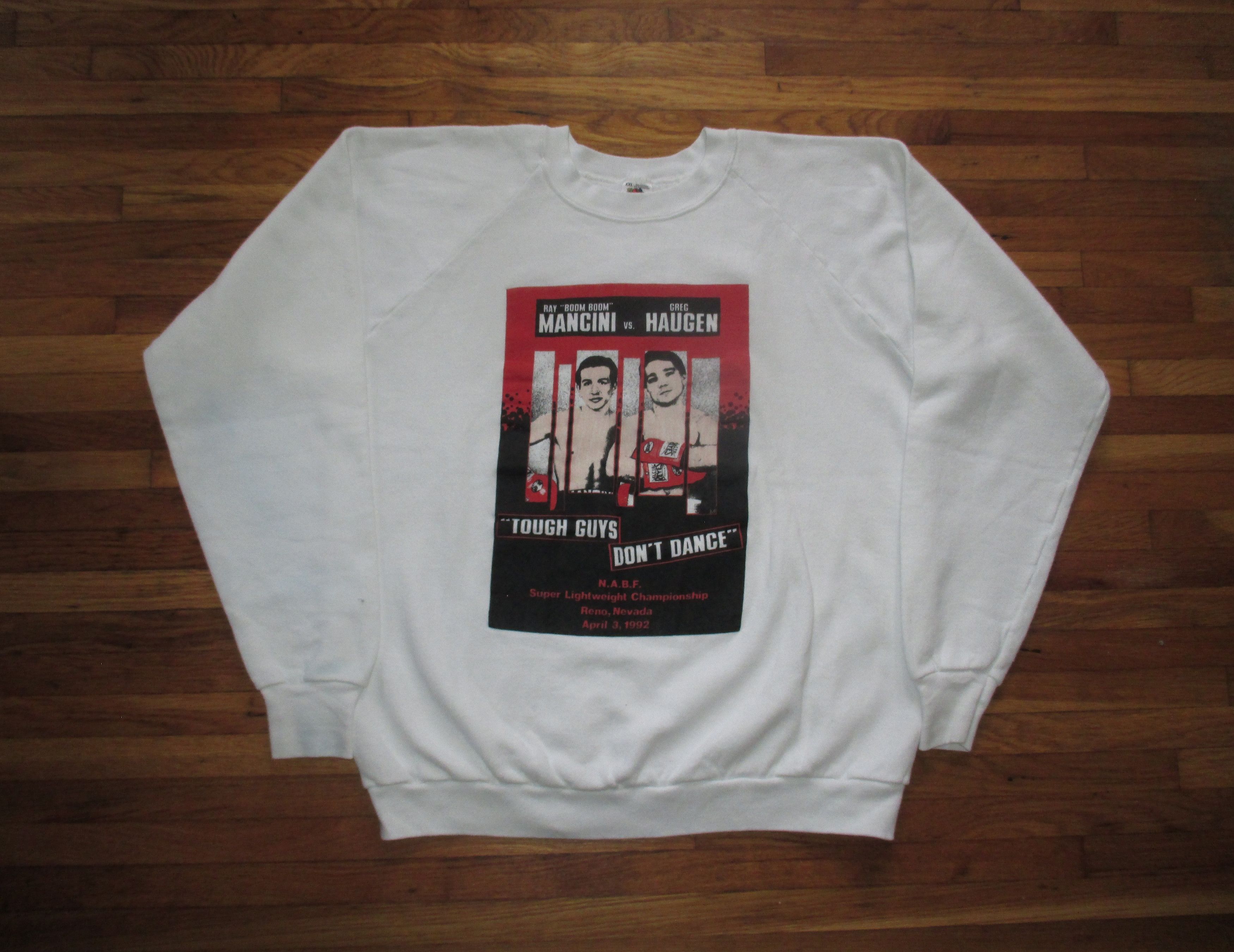 Fruit Of The Loom Vintage 1992 Boxing Mancini Haugen Hip Hop Sweatshirt Size US XL / EU 56 / 4 - 1 Thumbnail