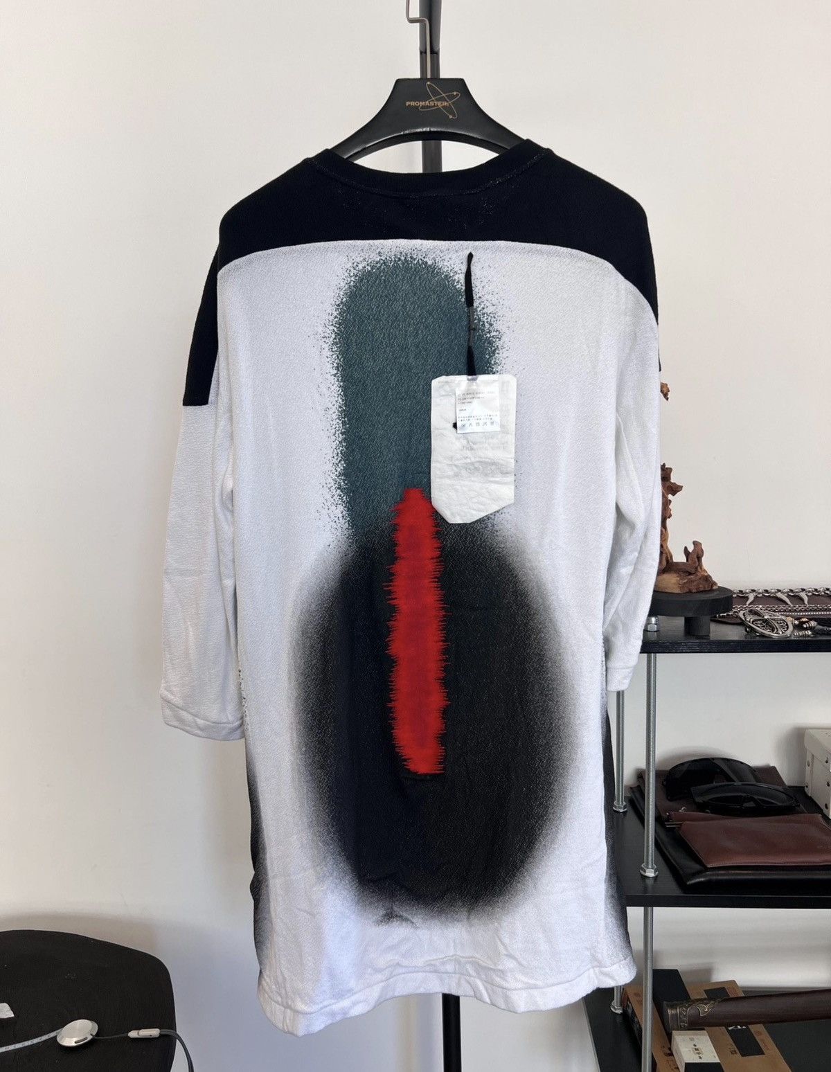 11 By Boris Bidjan Saberi 11ByBBS Mesh-Panel Ink-Spray & Embroidered 3/4 Sleeve TShirt Size US L / EU 52-54 / 3 - 1 Thumbnail