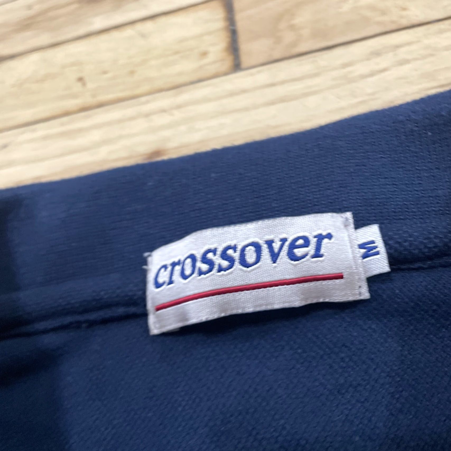 Vintage vtg CROSSOVER Knit Polo Shirt Men M Blue Tan Vertical Stripe Retro 60s 70s Sport Size US M / EU 48-50 / 2 - 6 Thumbnail