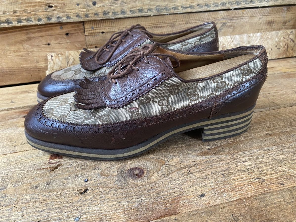 Dapper Dan × Gucci × Vintage Gucci GG logo monogram print casual heeled brouges shoe sz42 Size US 9 / EU 42 - 6 Thumbnail