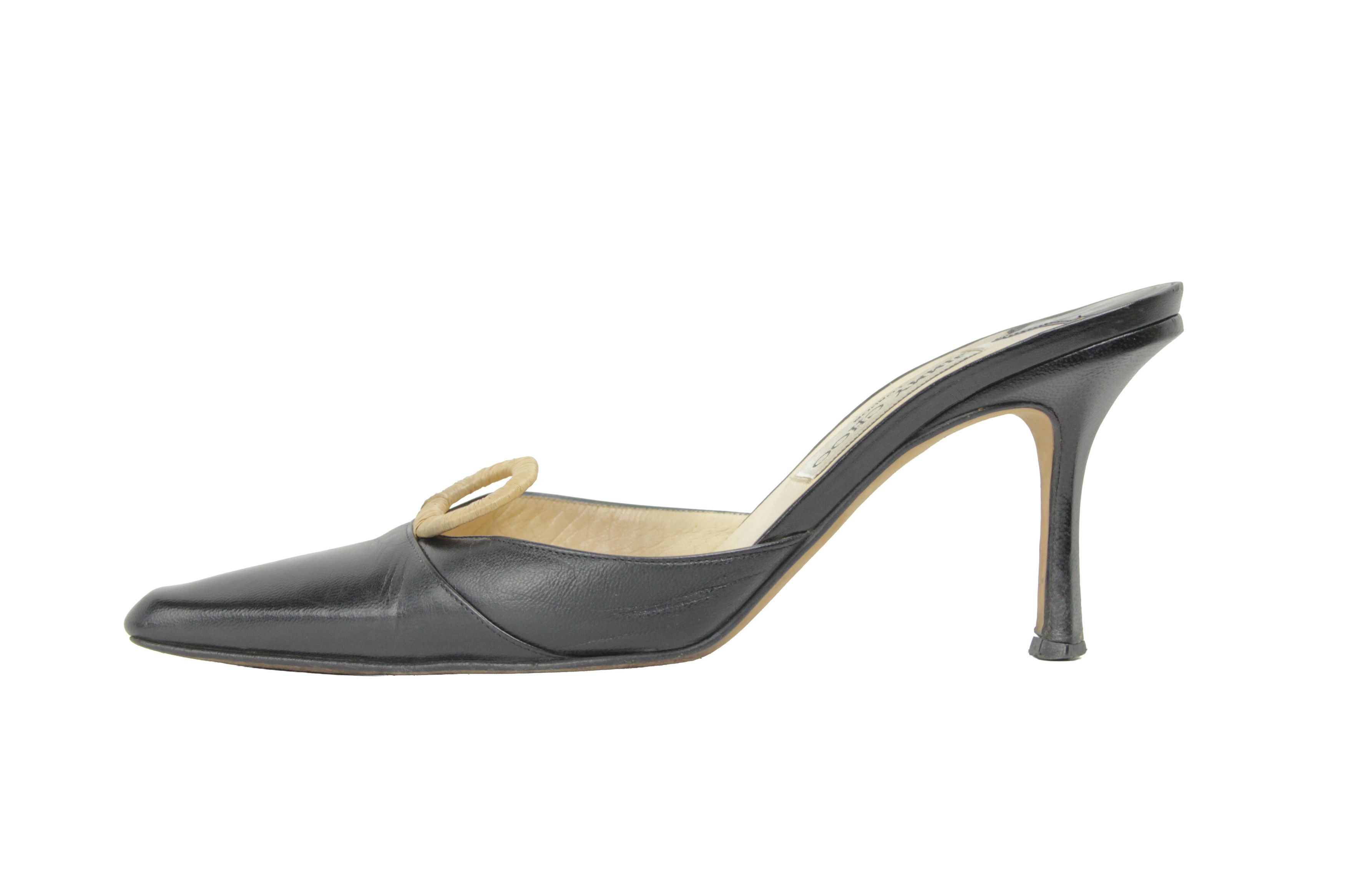 Jimmy Choo 00S Y2K Peep-Toe Heeled Mules Vintage Size US 8 / IT 38 - 2 Thumbnail