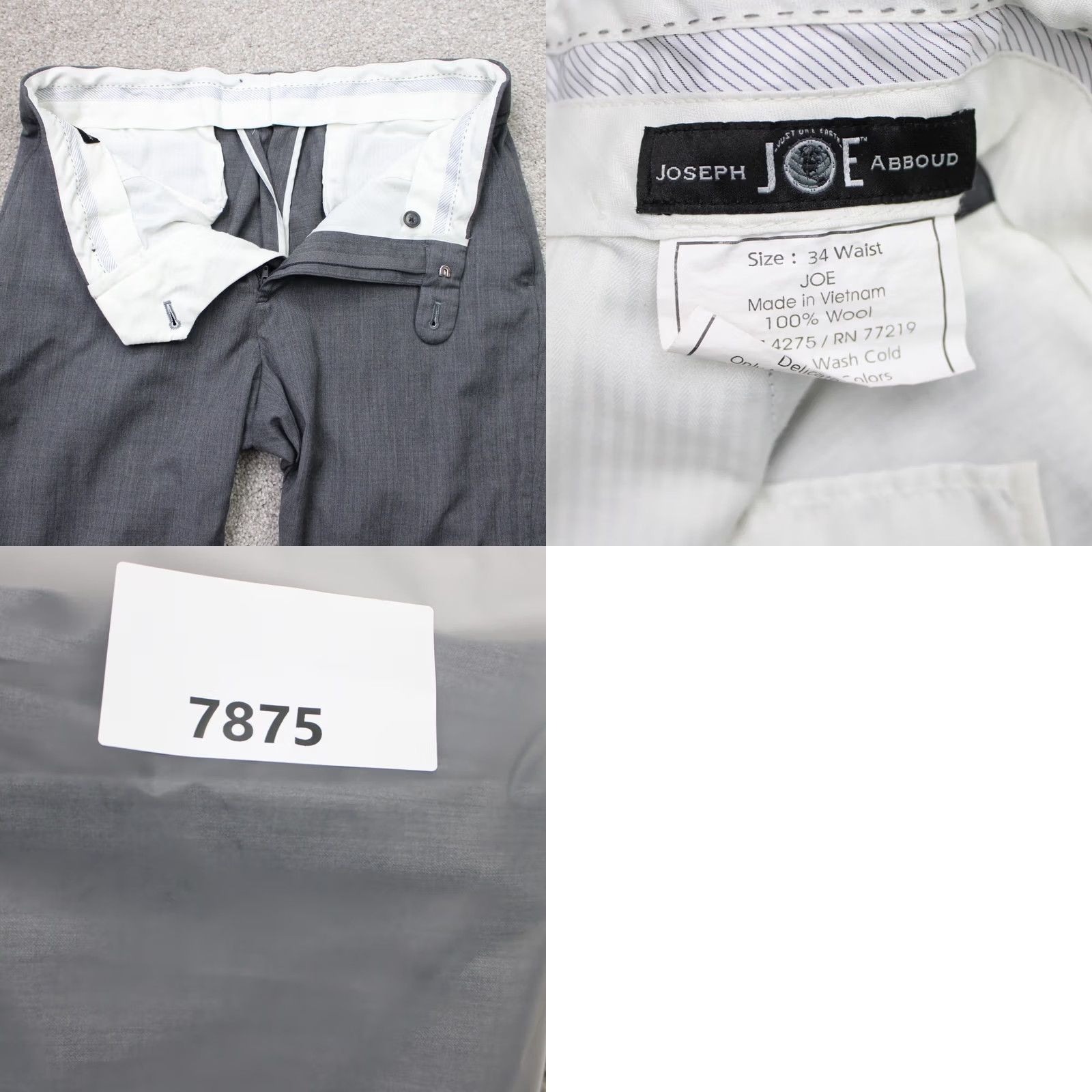 Joseph Abboud Joseph Abboud Pants Mens 34x28 Gray 100% Wool Flat Front Straight Leg Size US 34 / EU 50 - 9 Thumbnail