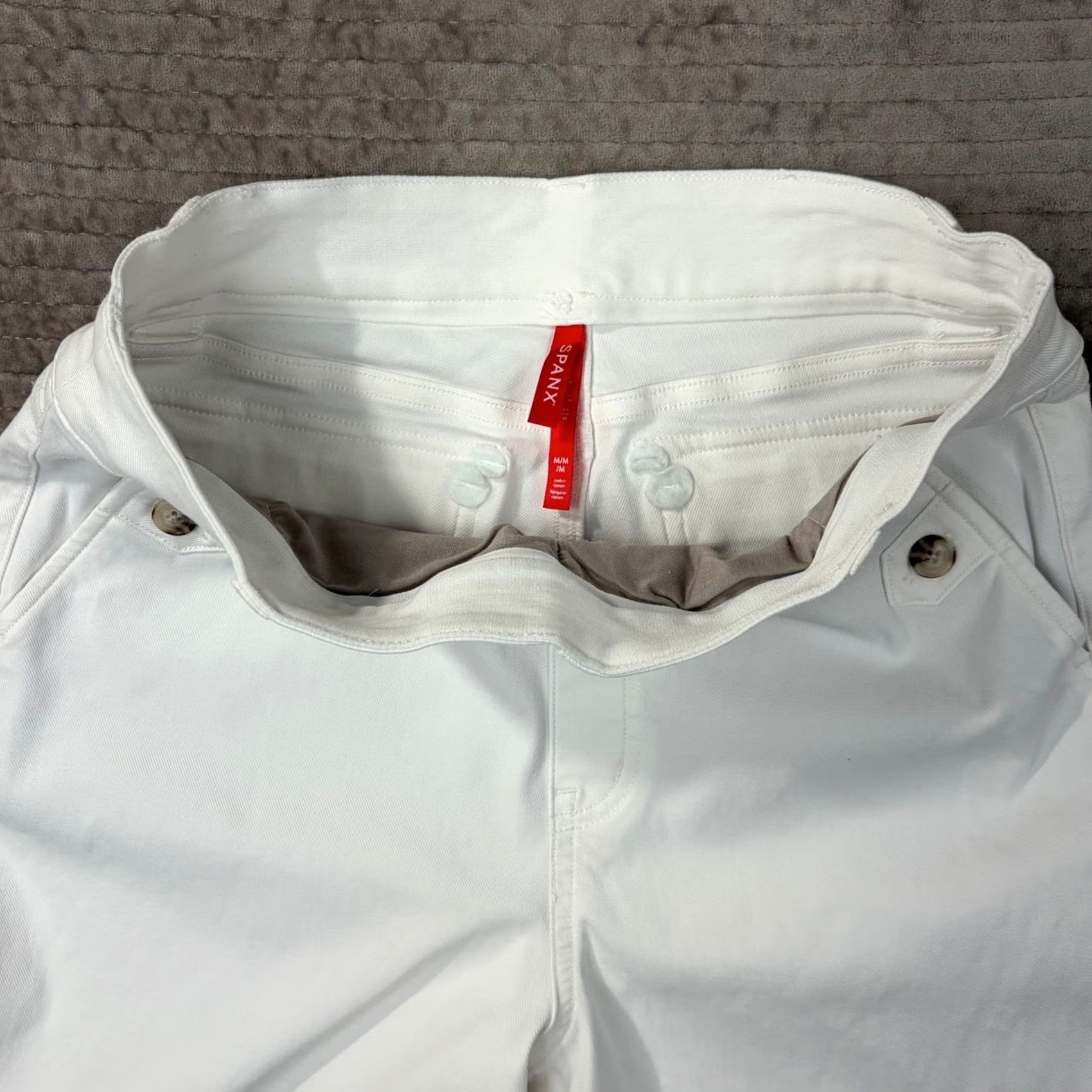 Spanx Spanx Stretch Twill Wide Leg Crop Pants White Pull On Womens Medium 20312T Size 32" / US 10 / IT 46 - 6 Thumbnail