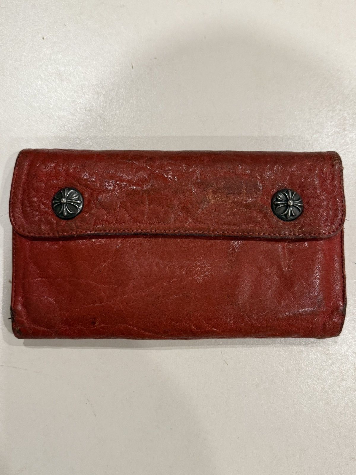 Chrome Hearts Chrome Hearts Wave Wallet Red Leather Silver Cross Snaps 925 Size ONE SIZE - 3 Thumbnail